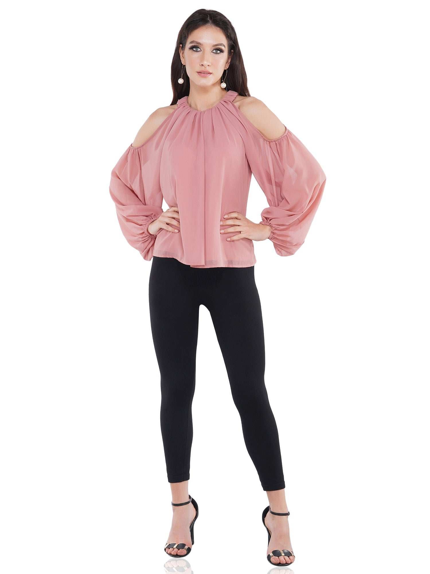 blush pink cold shoulder top