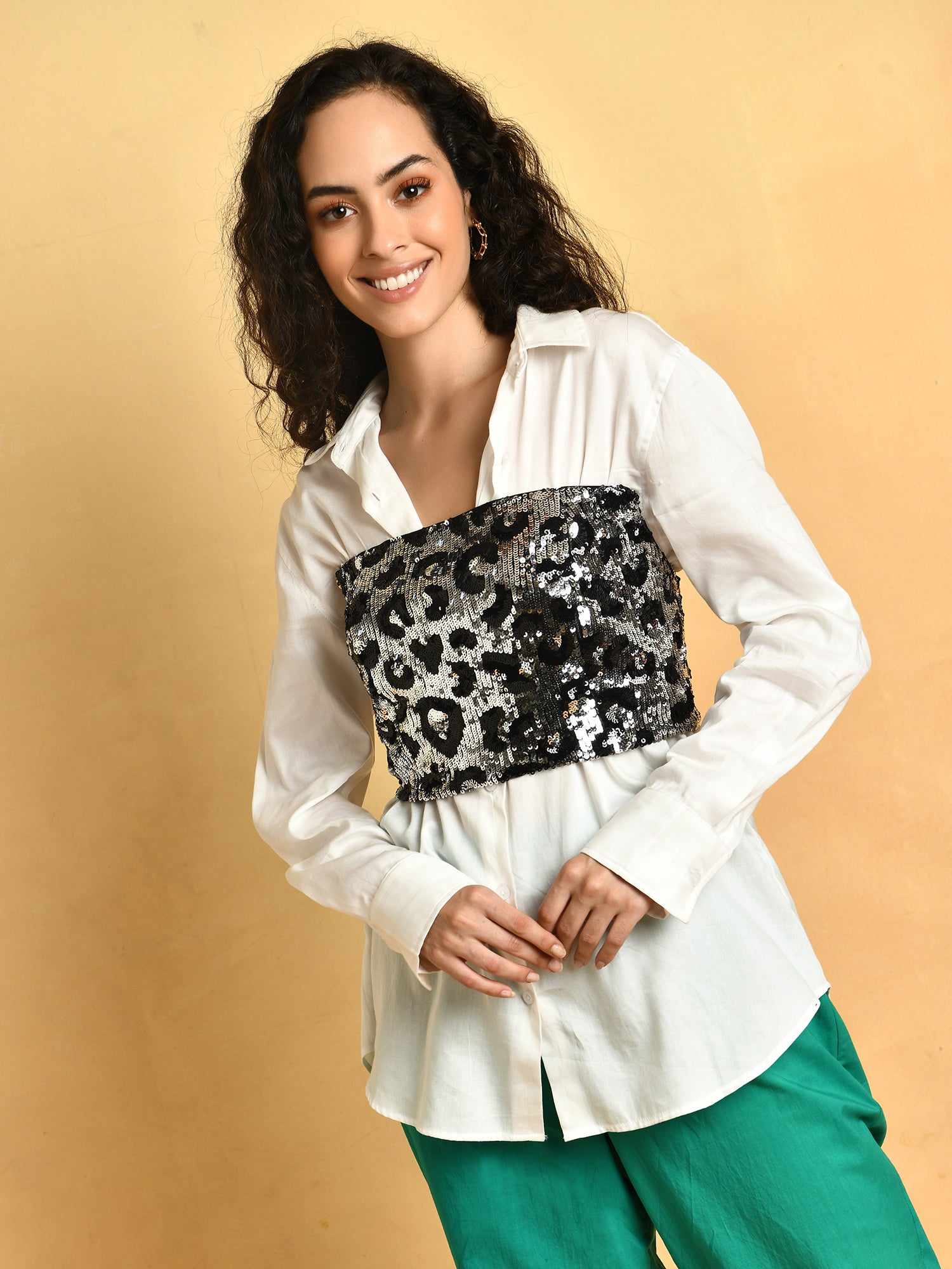 sequins crop top with elasticated back