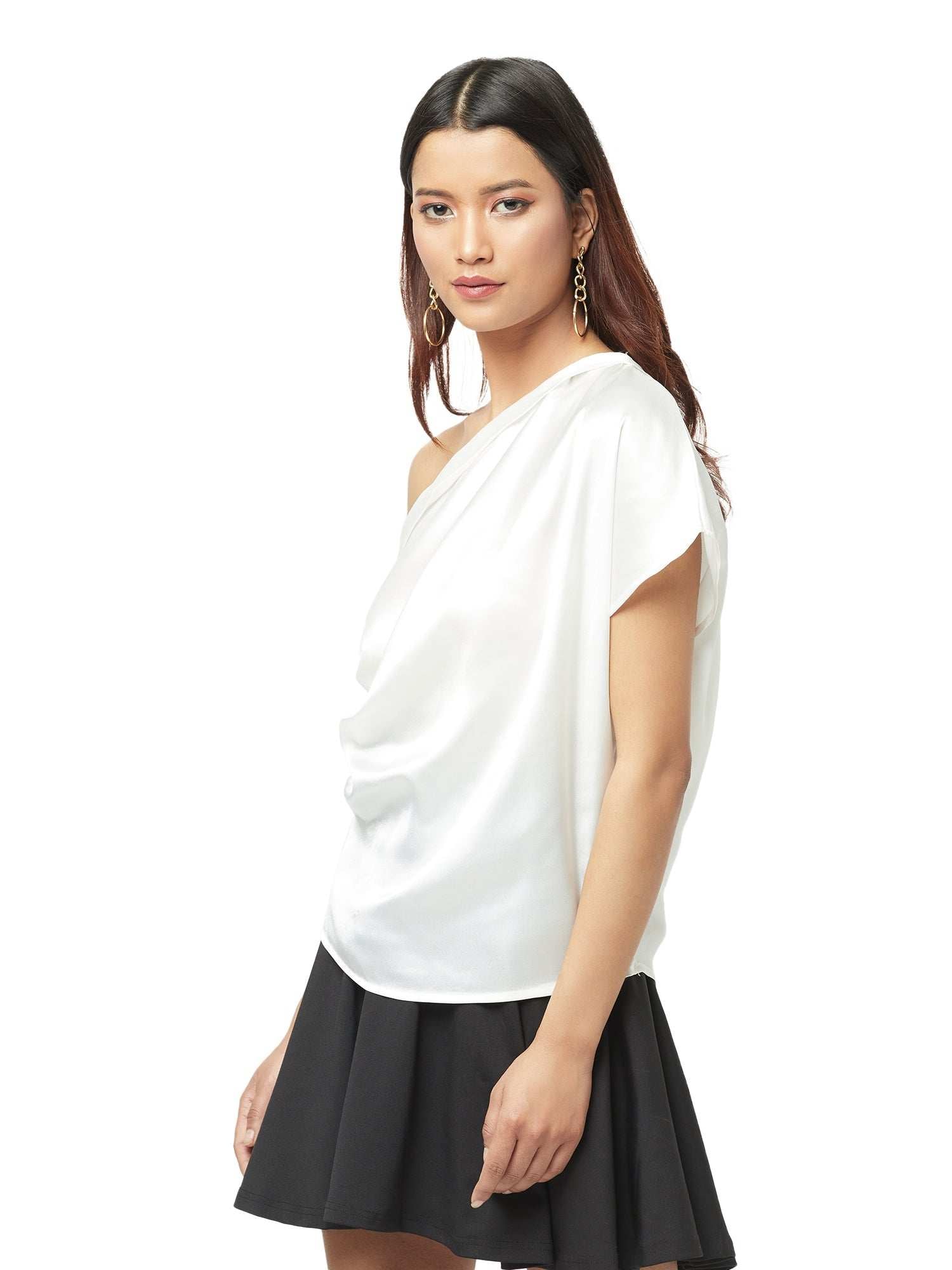 shiny satin ruched top