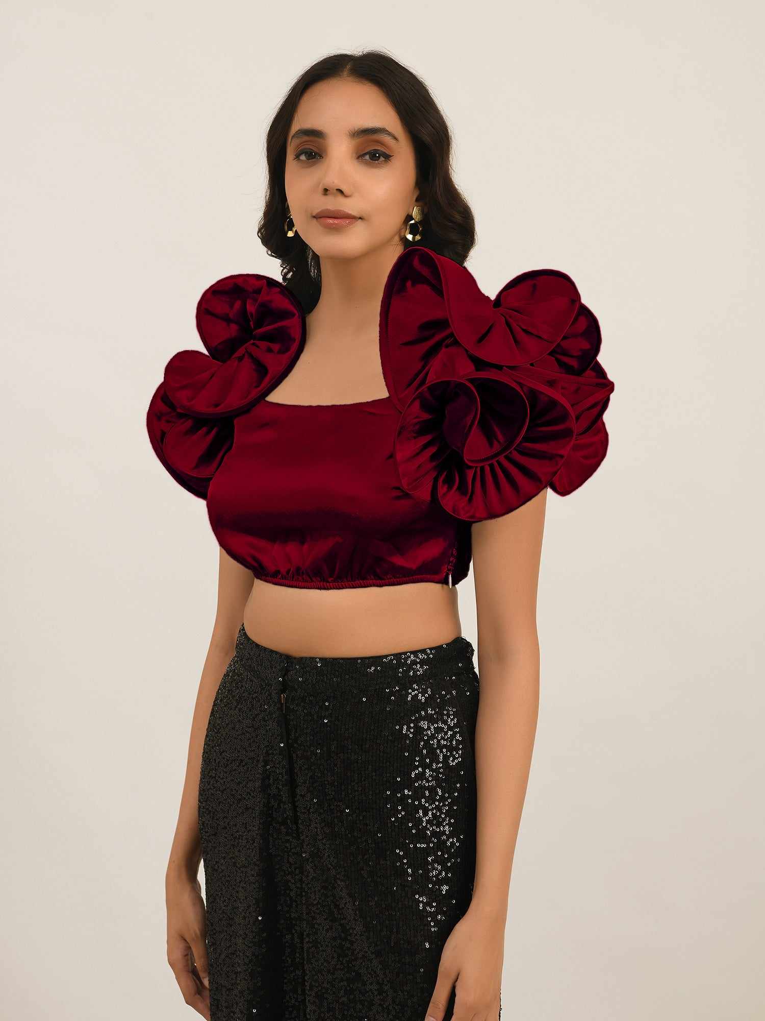 dramatic sleeve crop top