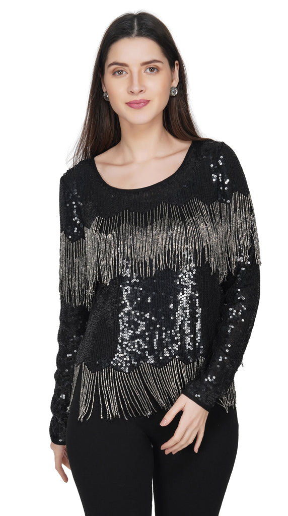 navy blue embroidered top