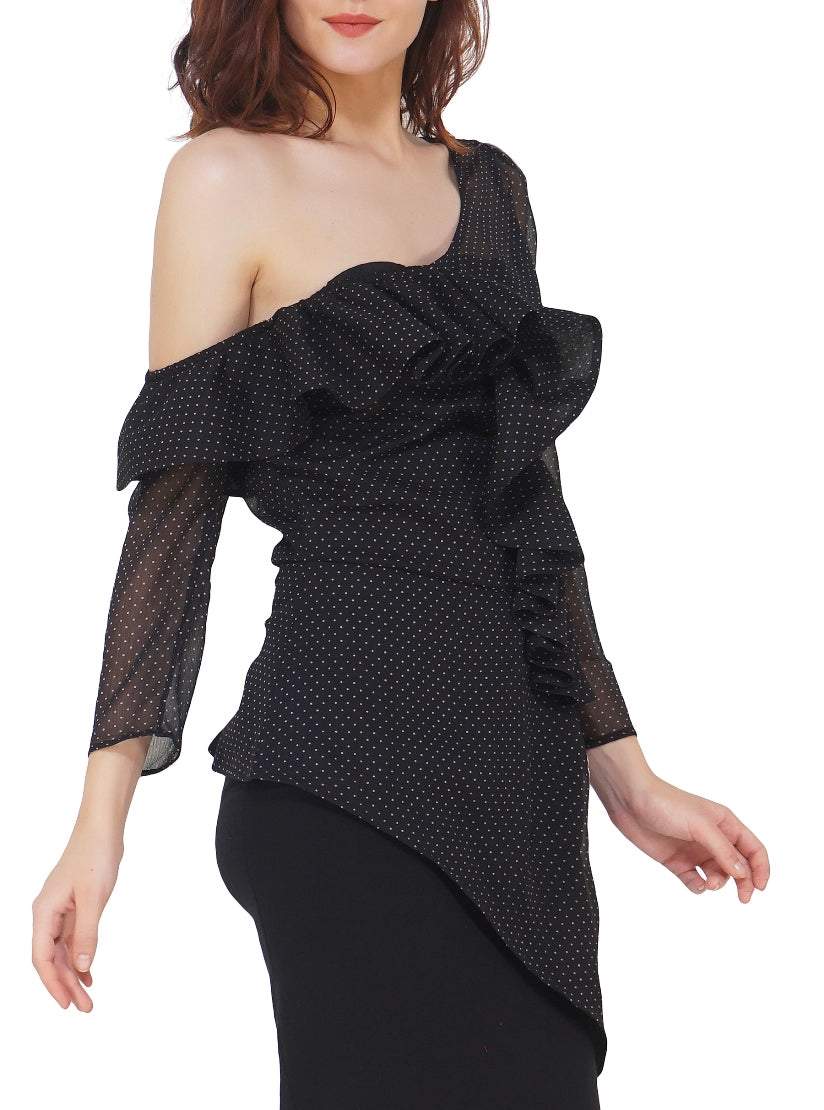 off shoulder polka dot top