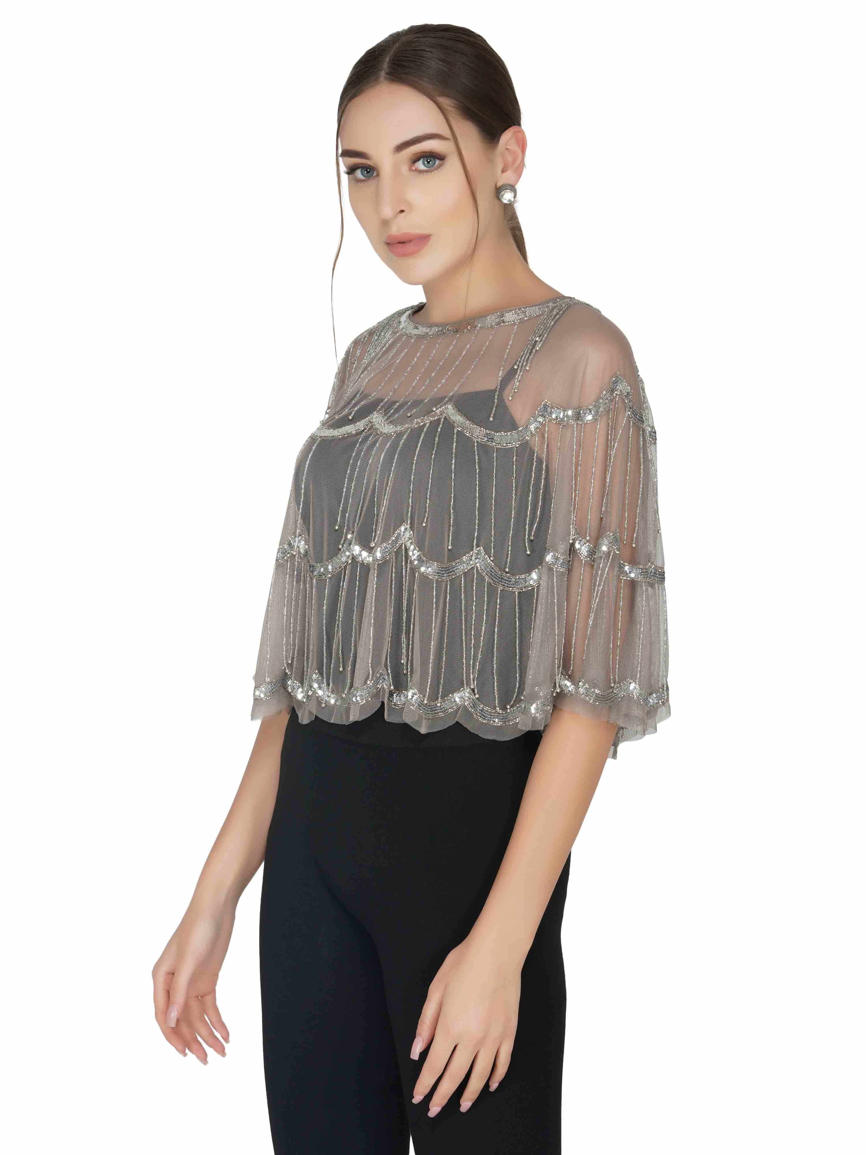 tier design tulle shrug