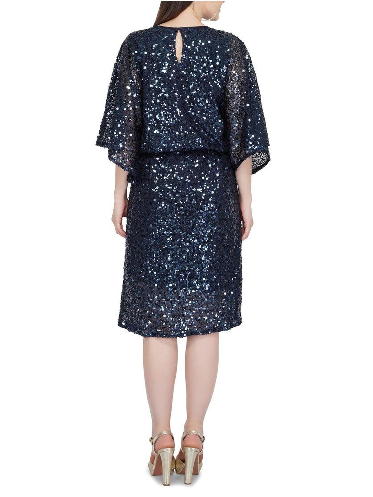 Drop Waist Blue Sequin Dress