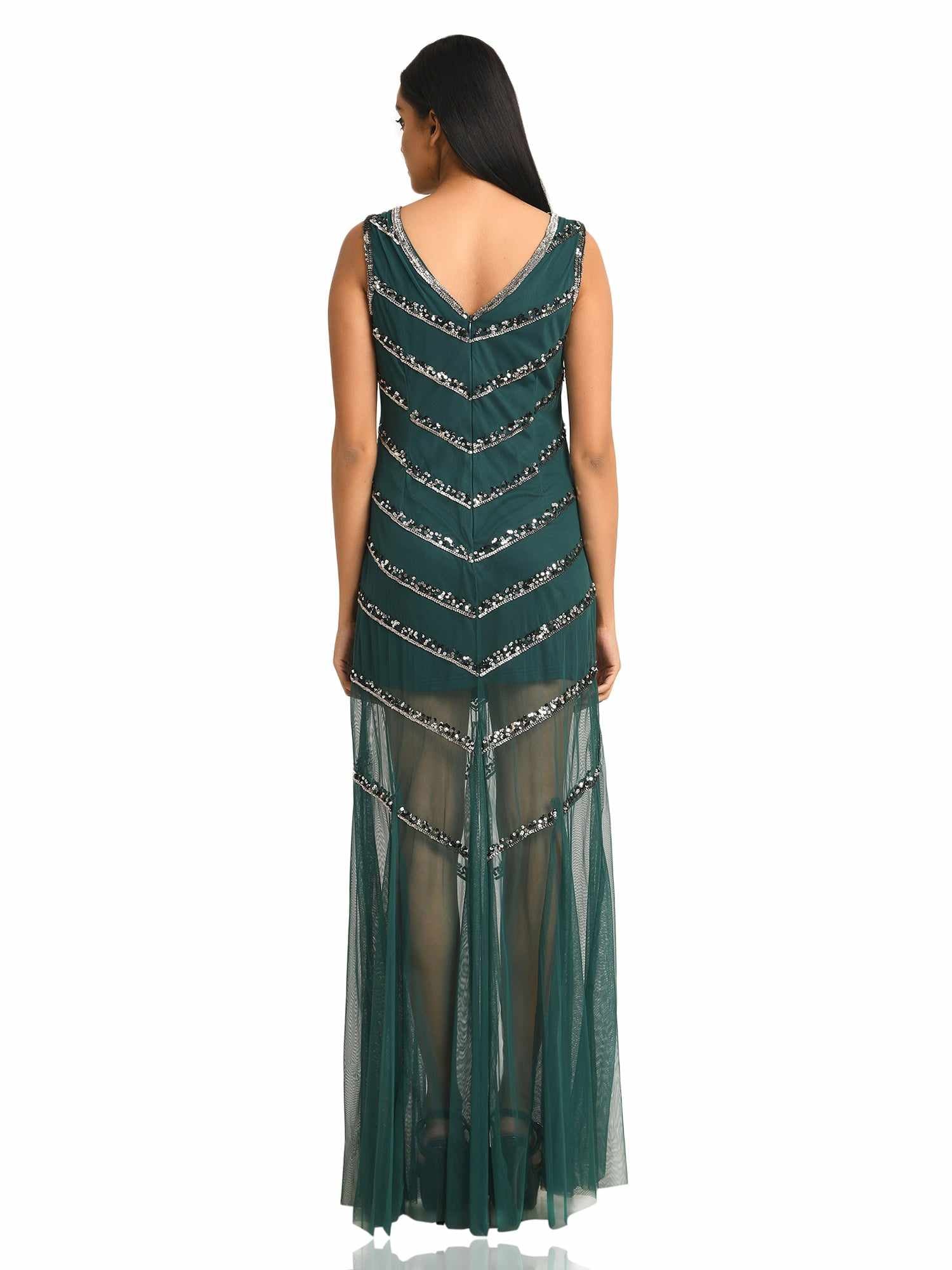 embellished green tulle gown