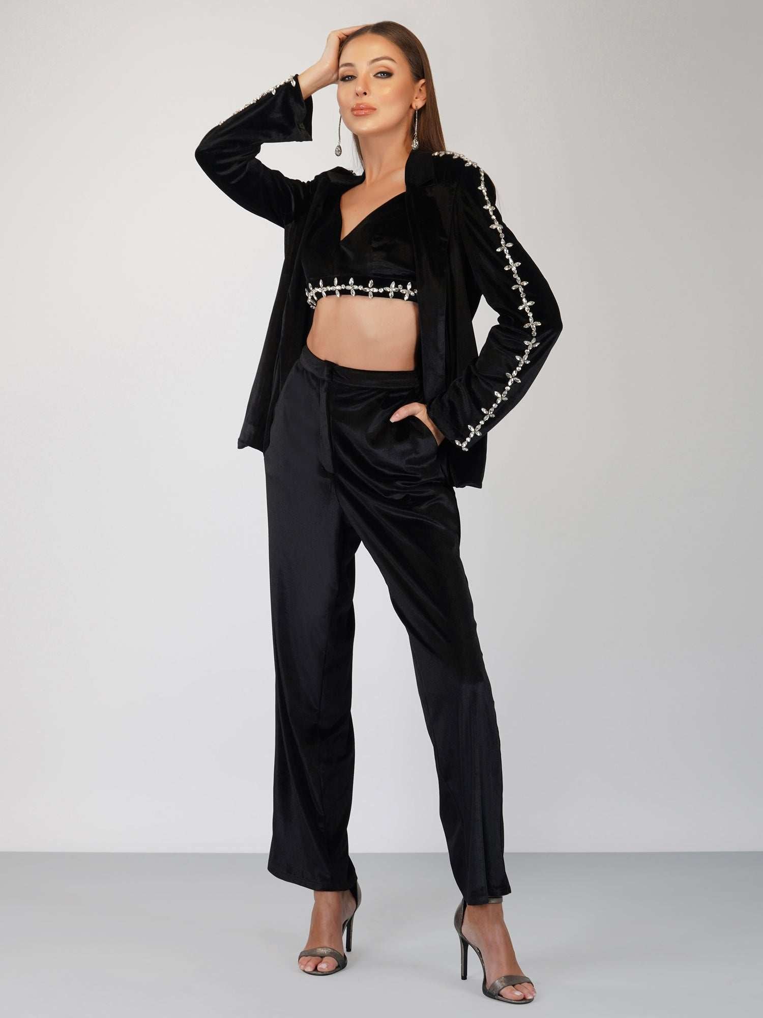 black korean velvet blazer