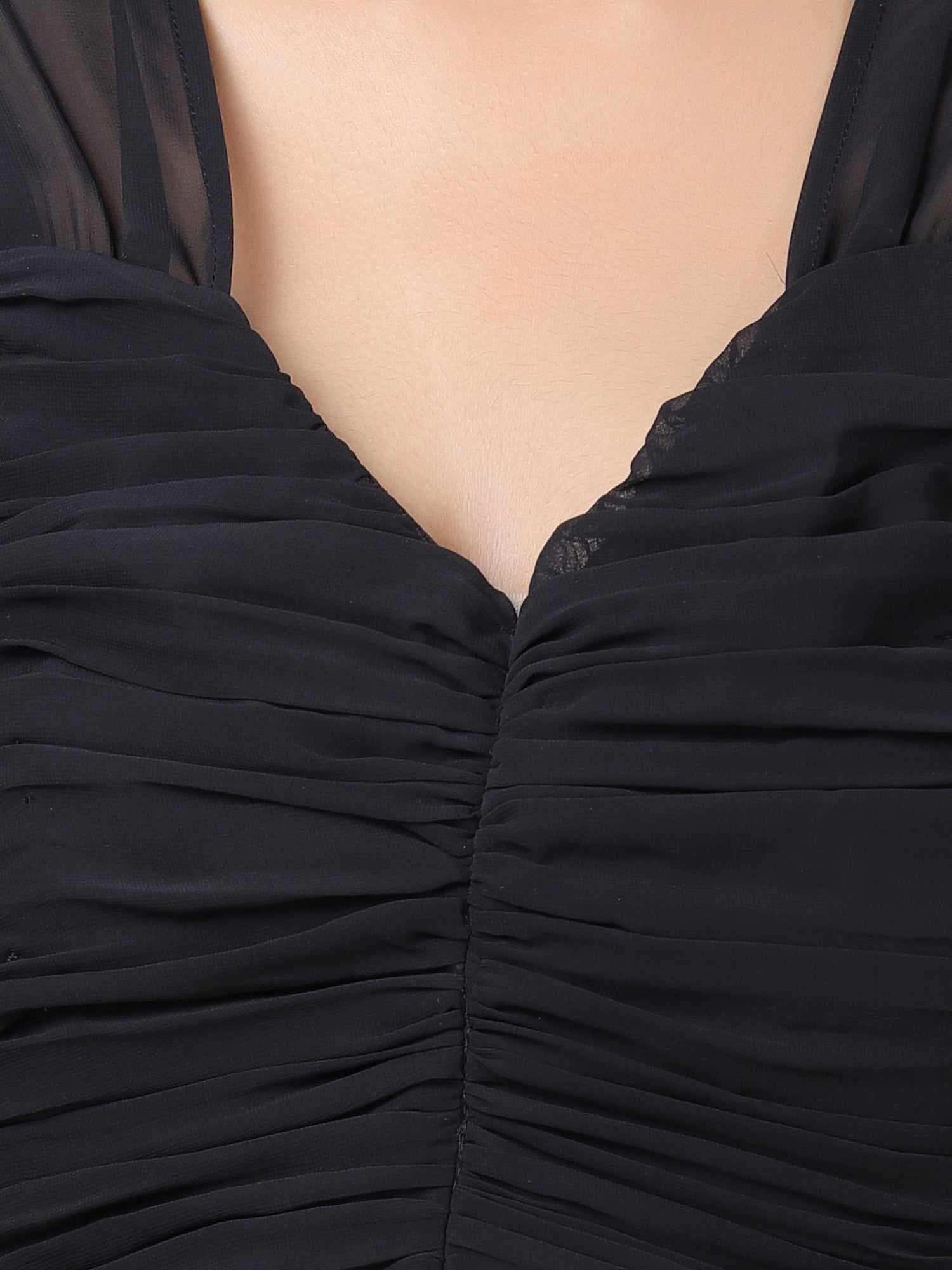 Black Ruched Mini Dress