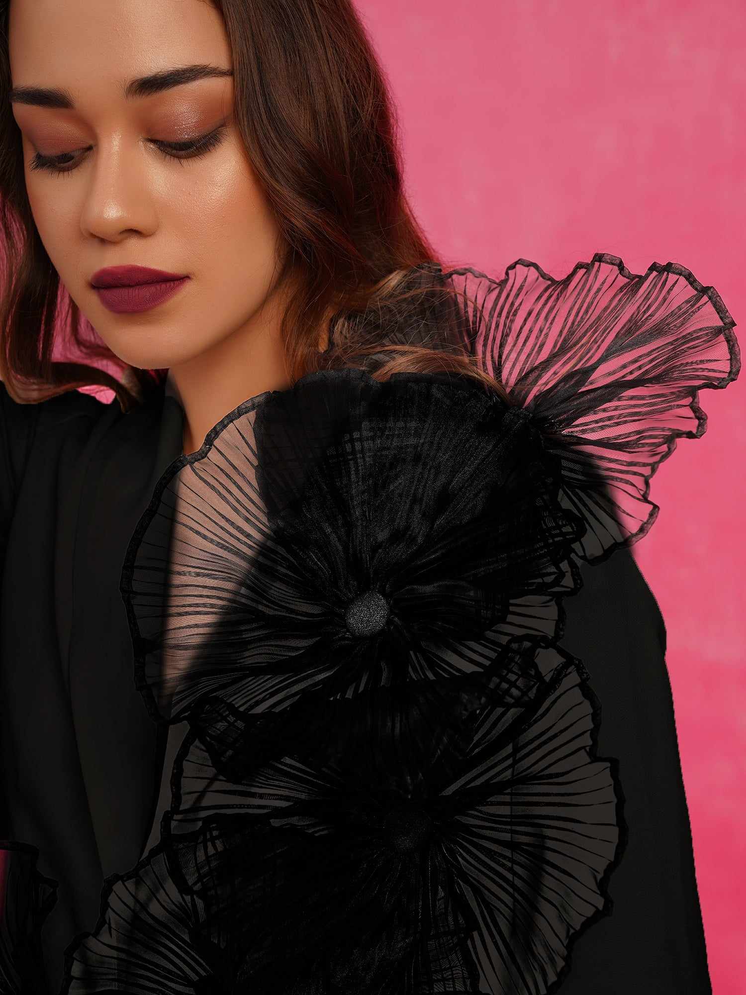 corsage black blazer dress