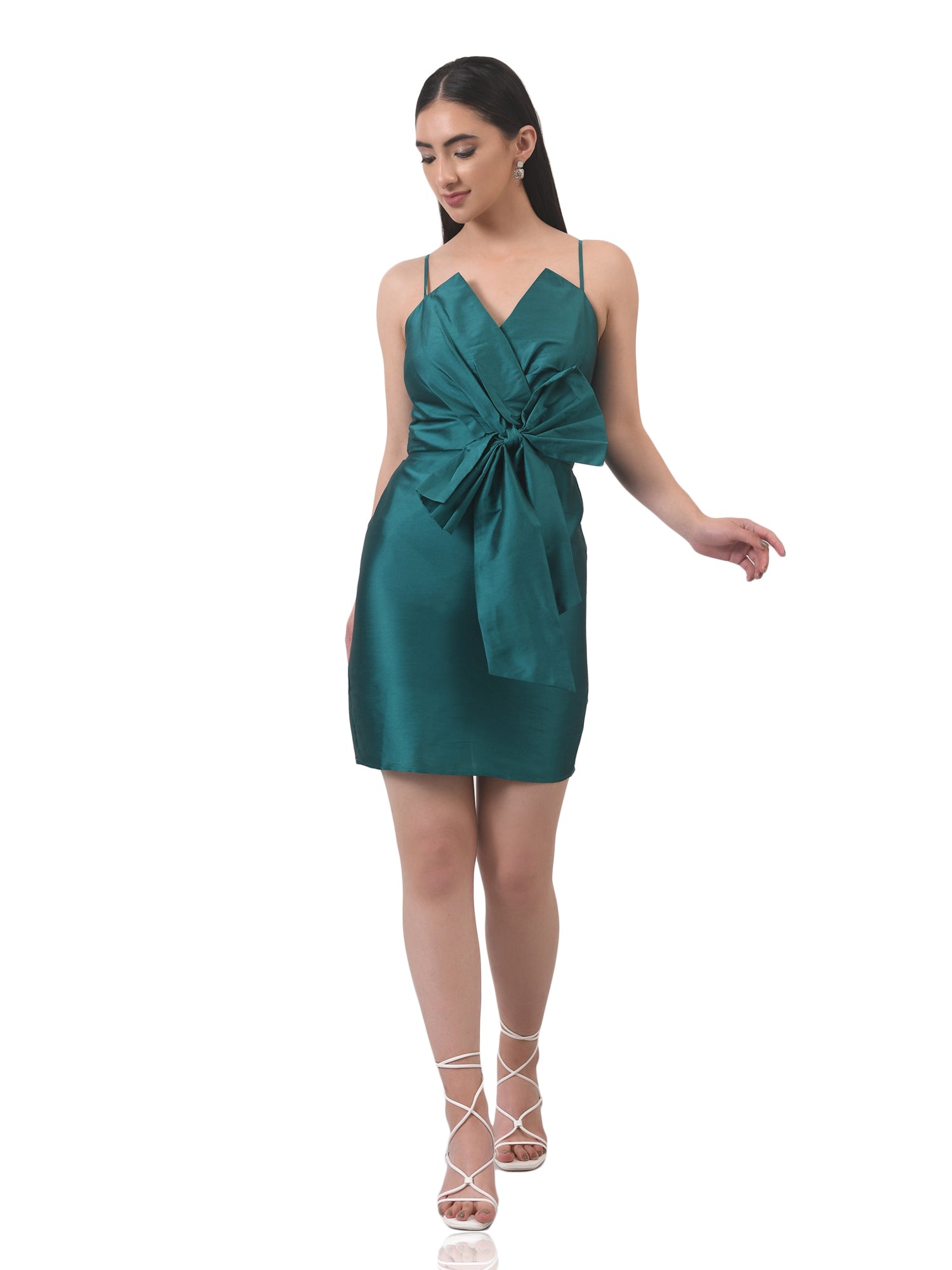 oversized knot teal dress