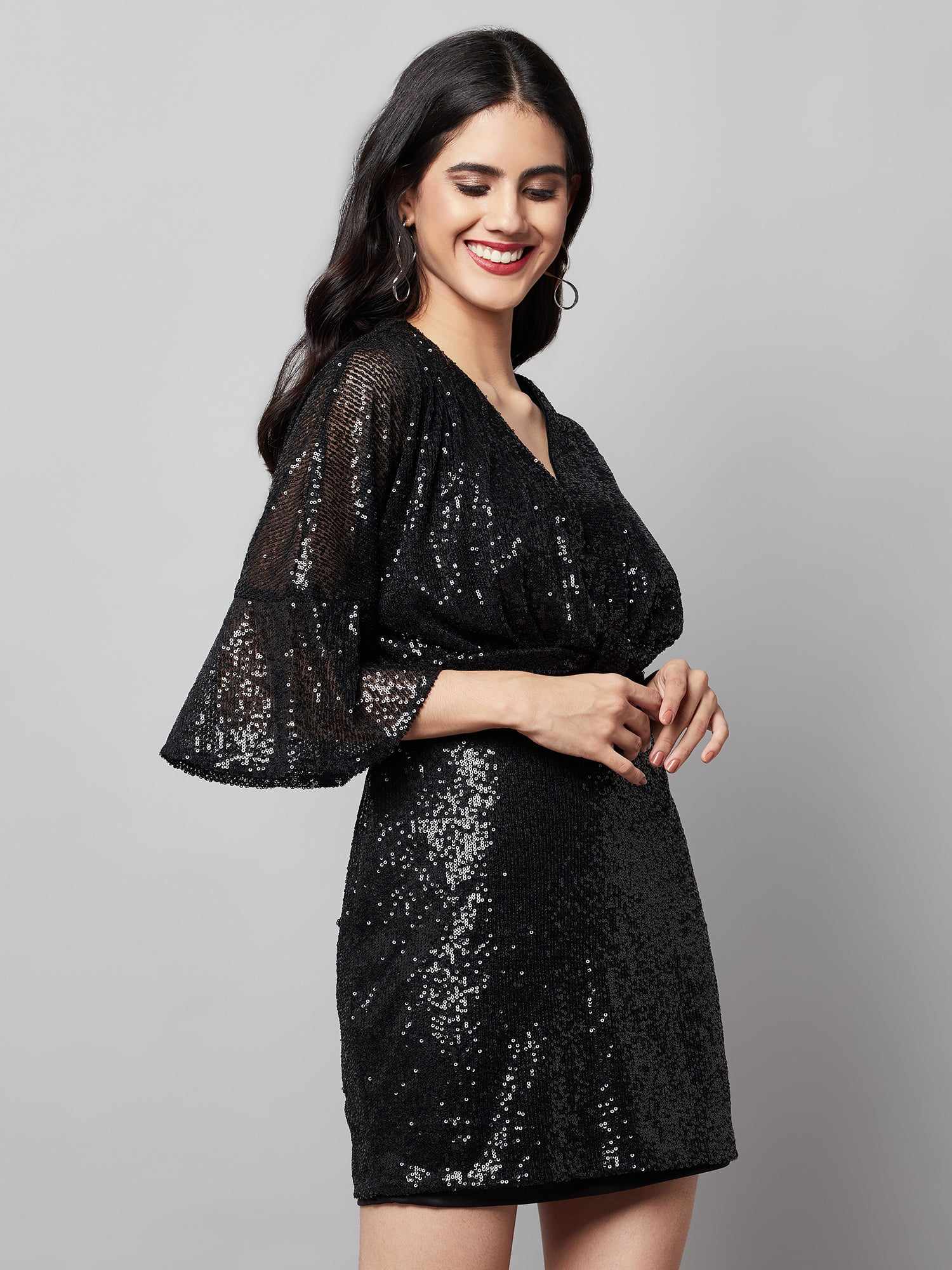 alina mini black on black dress