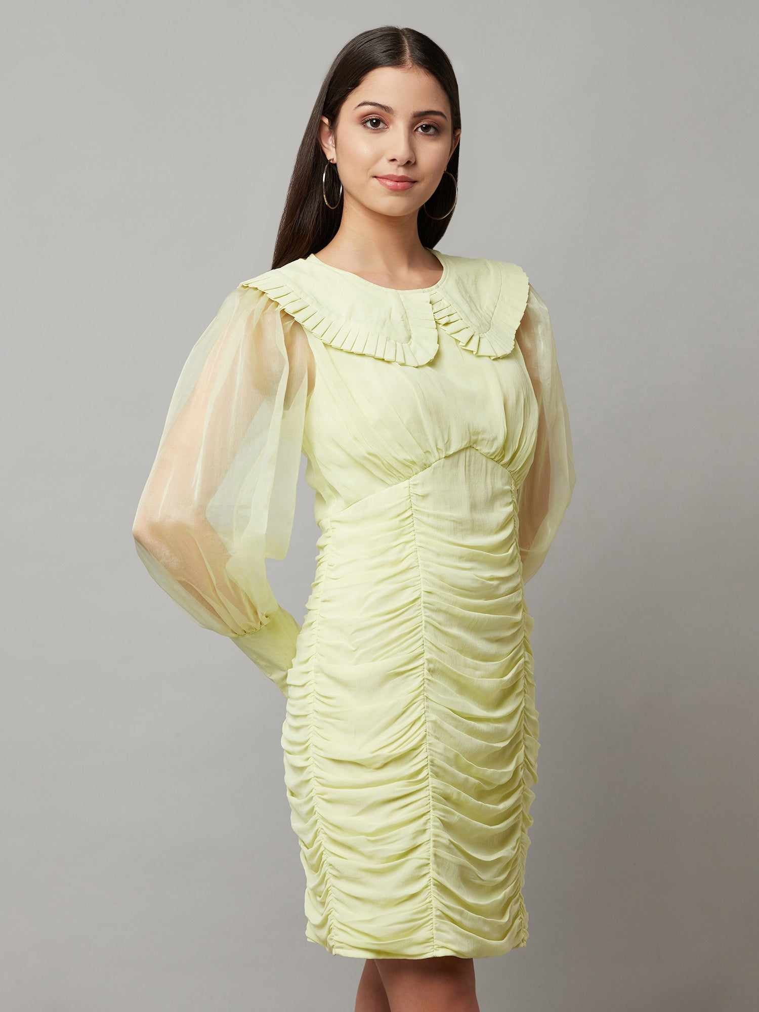 lemon ruche over me sassy dress