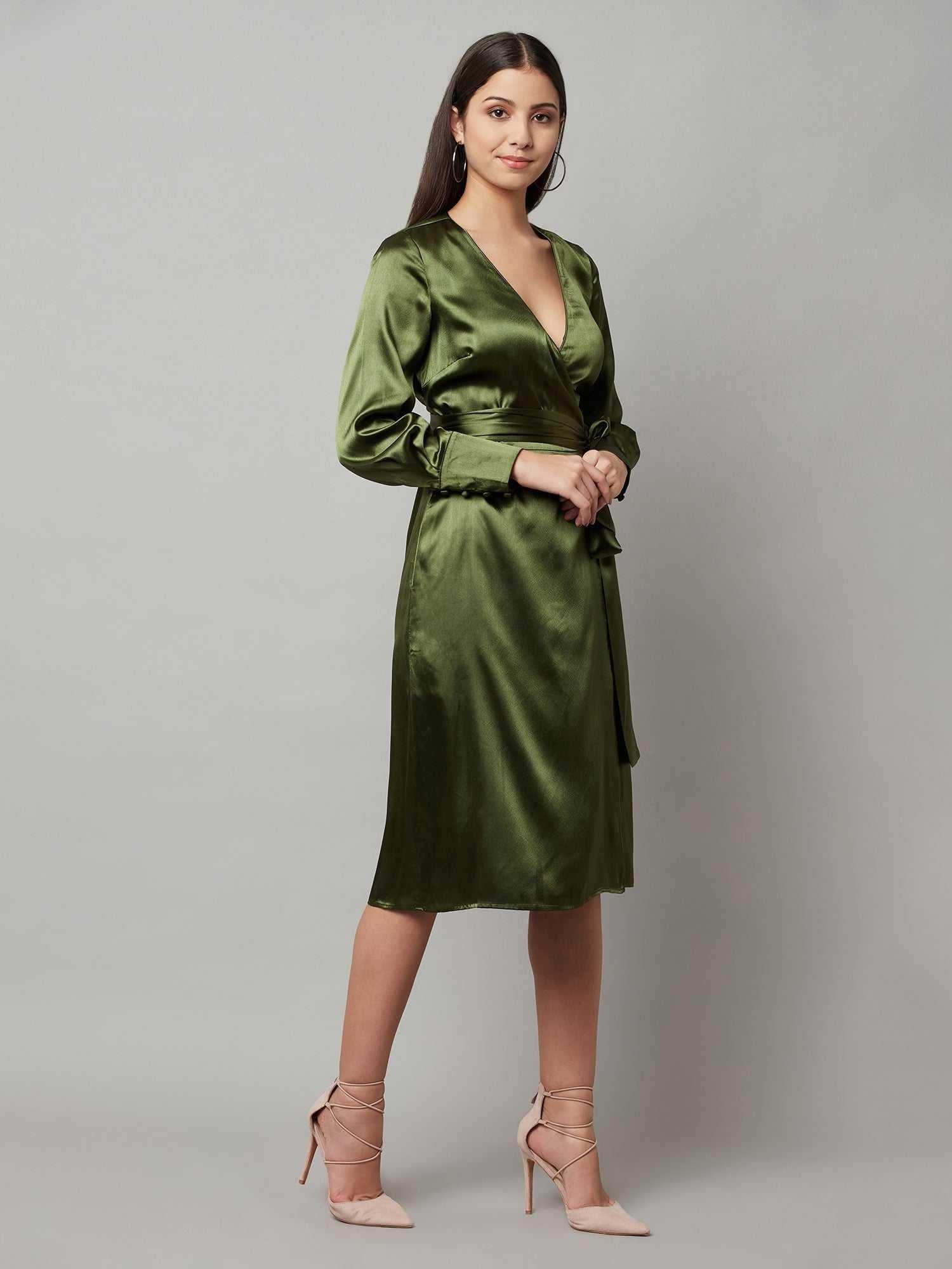 Olive Shade Wrap Dress