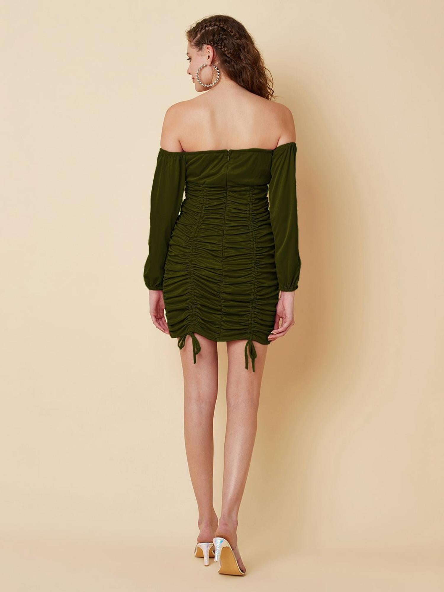 Party Olive Ruche Dress