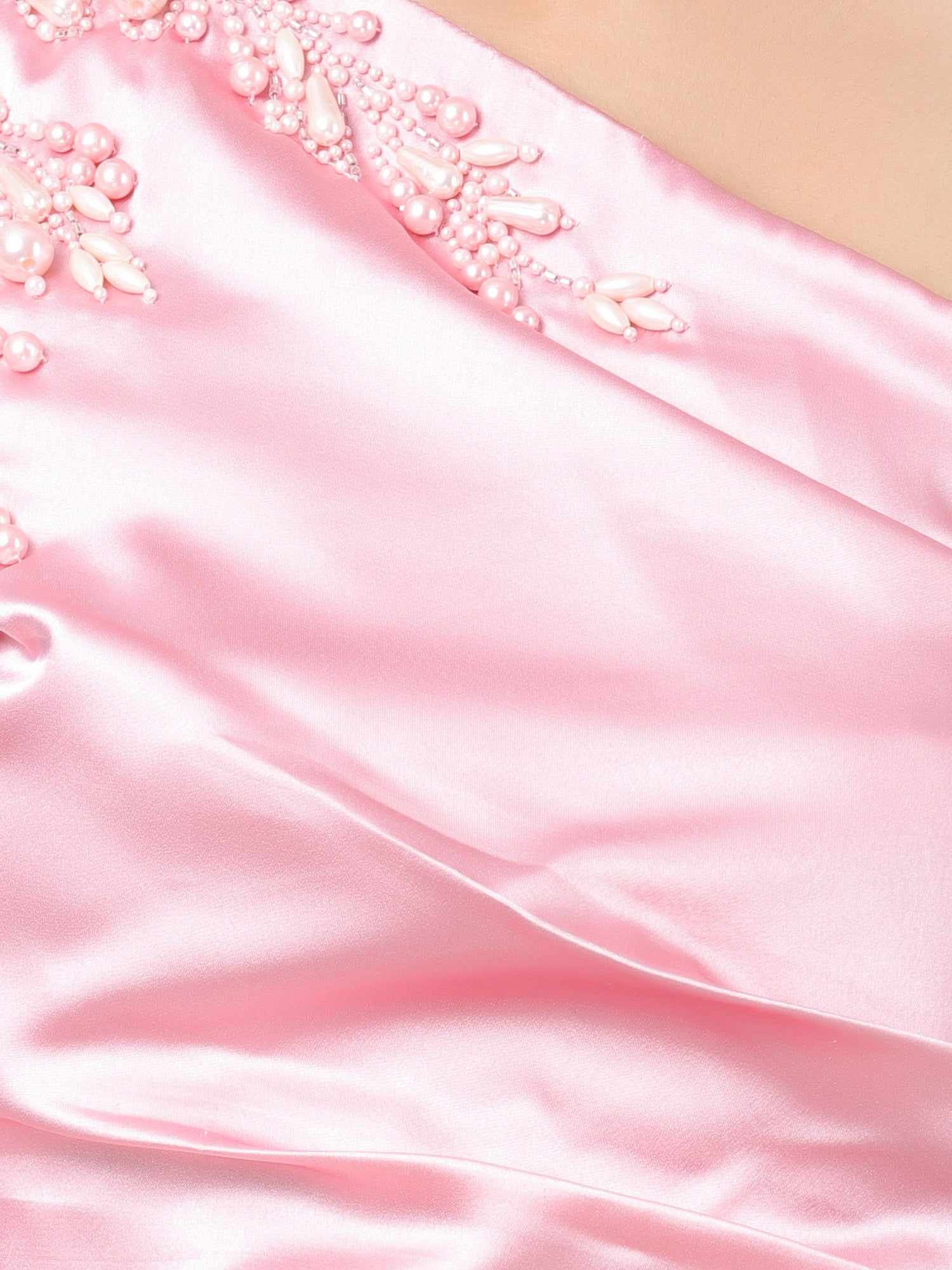 too tempted beaded pink one shoulder dress