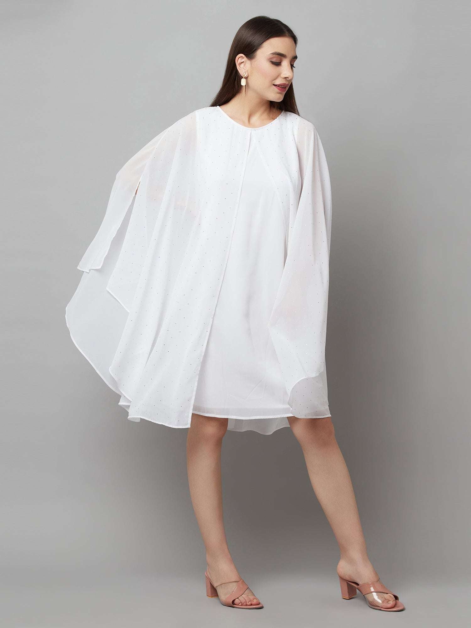 all over stud white dress