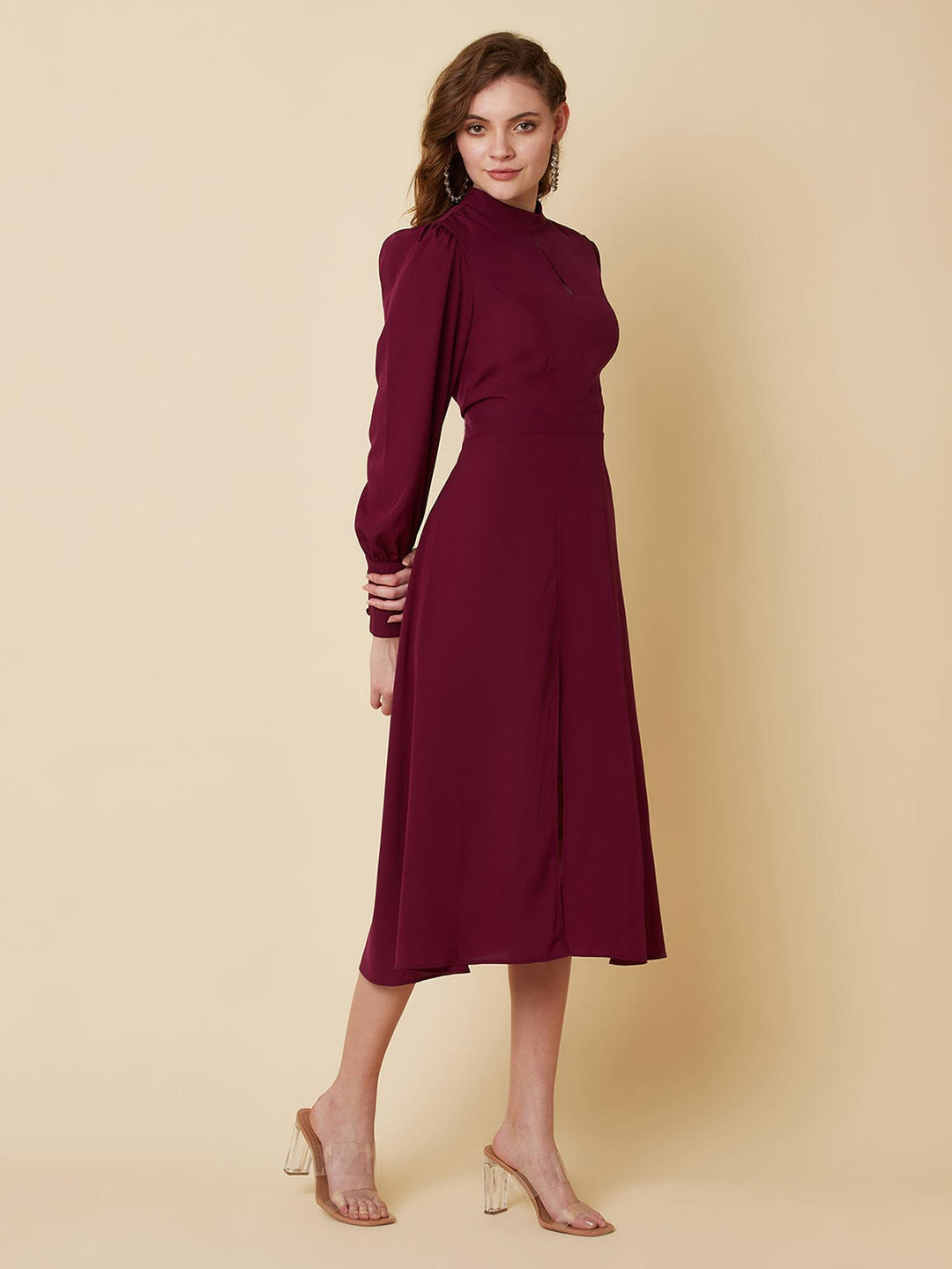 sassy wine slit dress