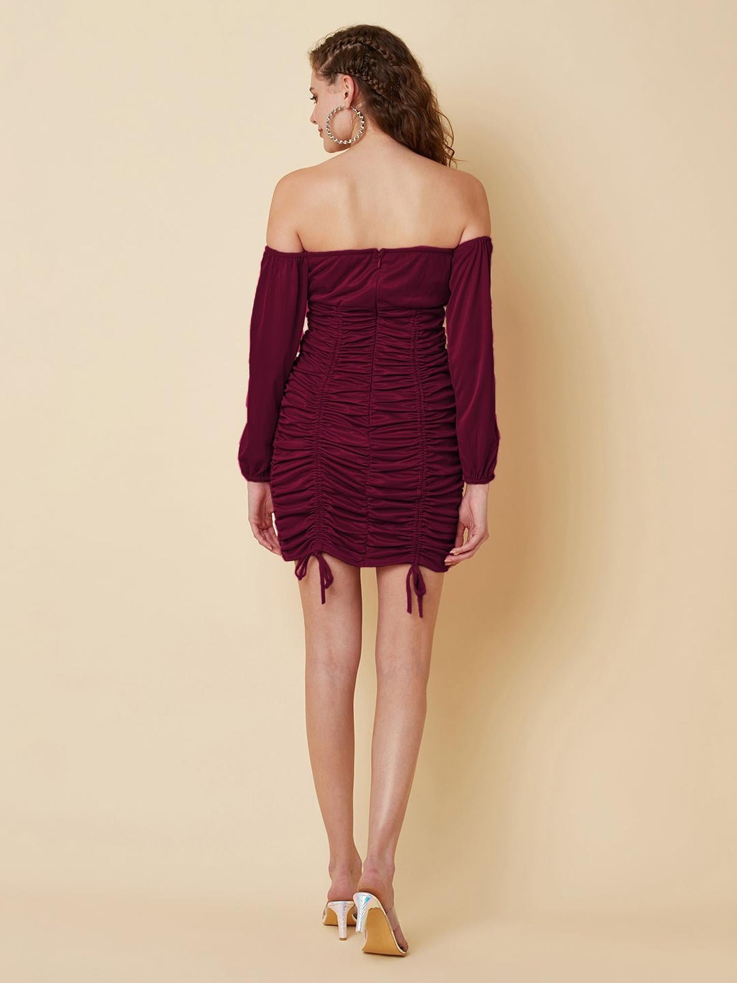 Party Wine Ruche Dress