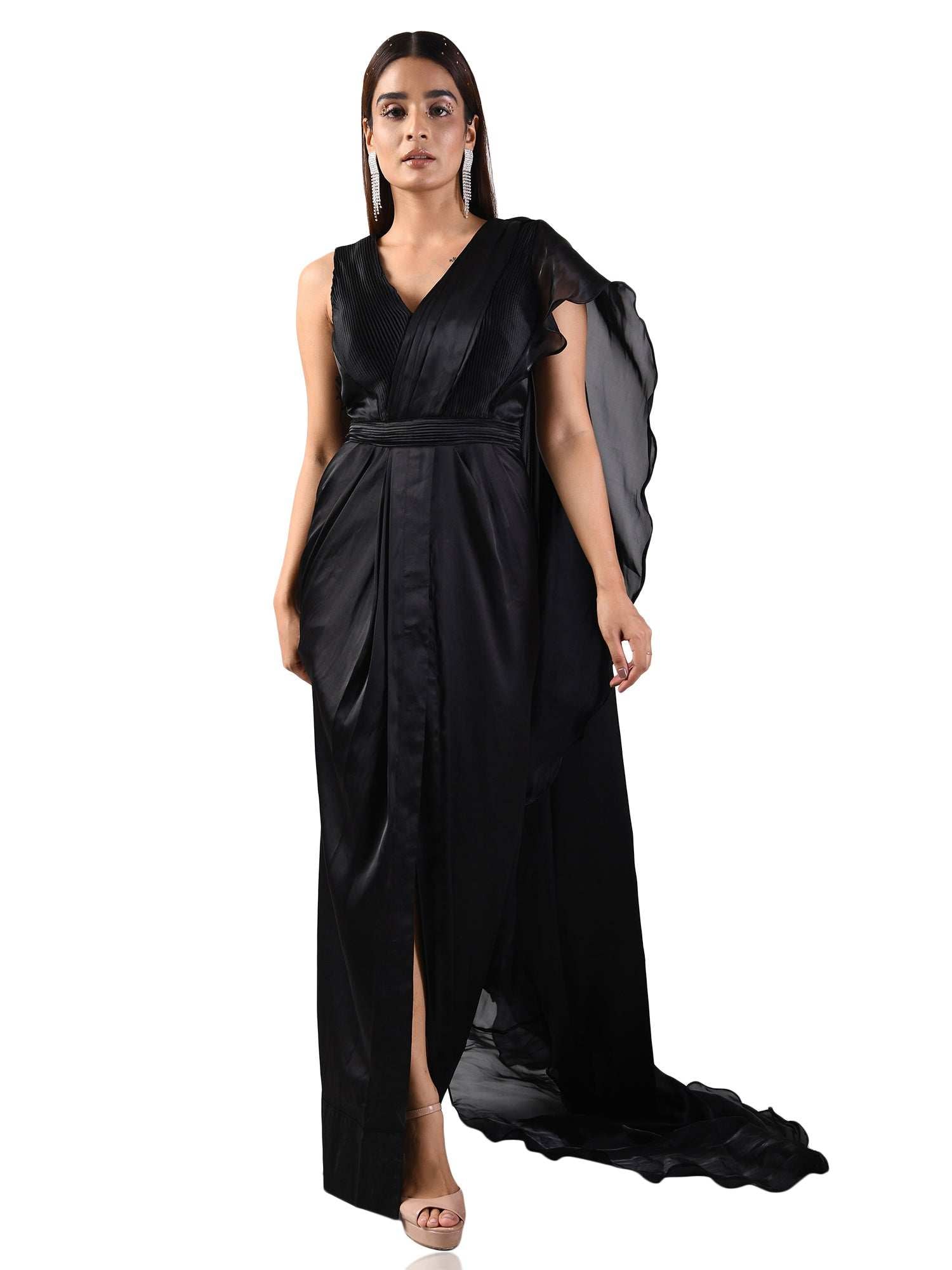 mattia black slit gown