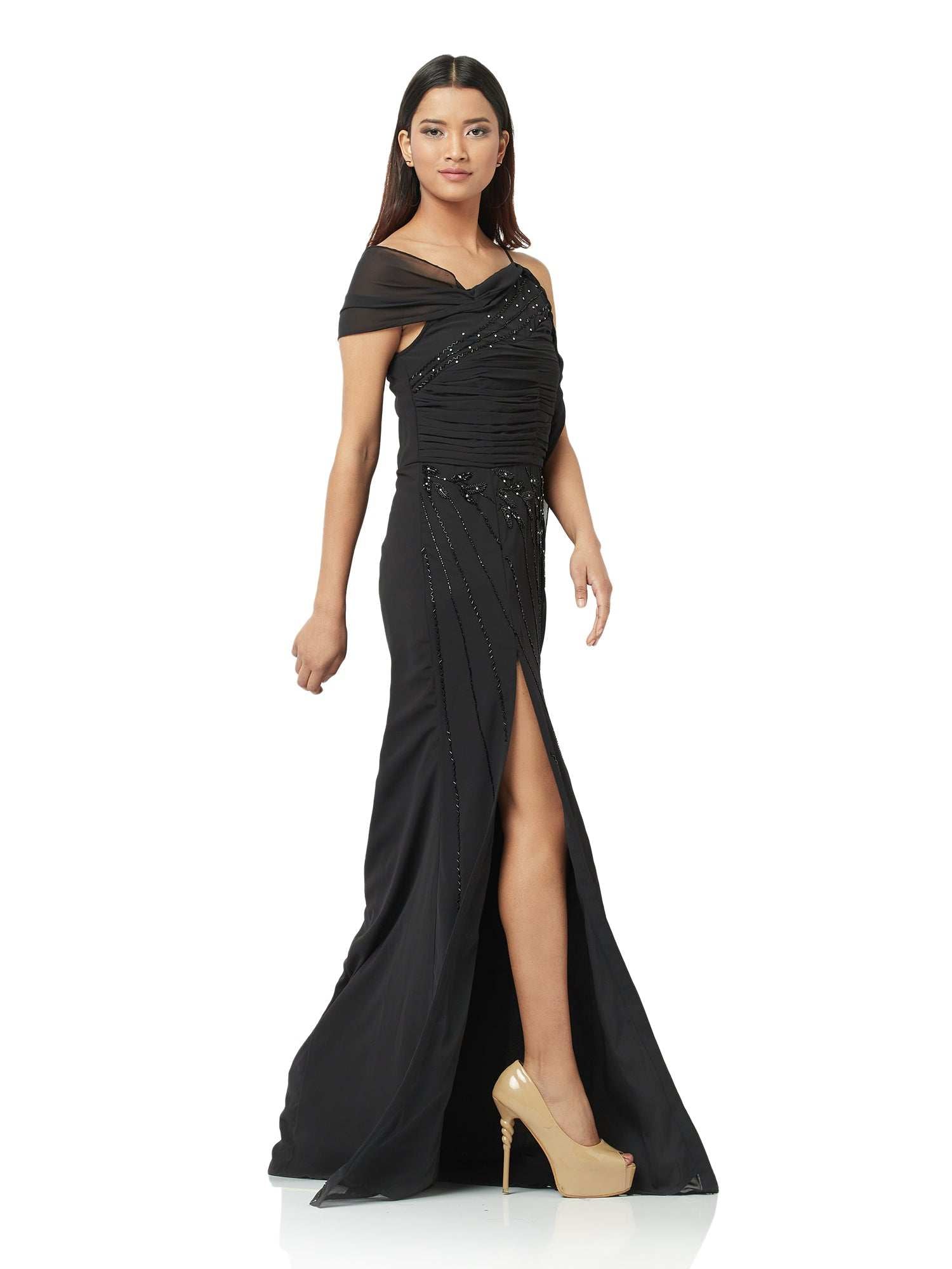 ashen slit gown