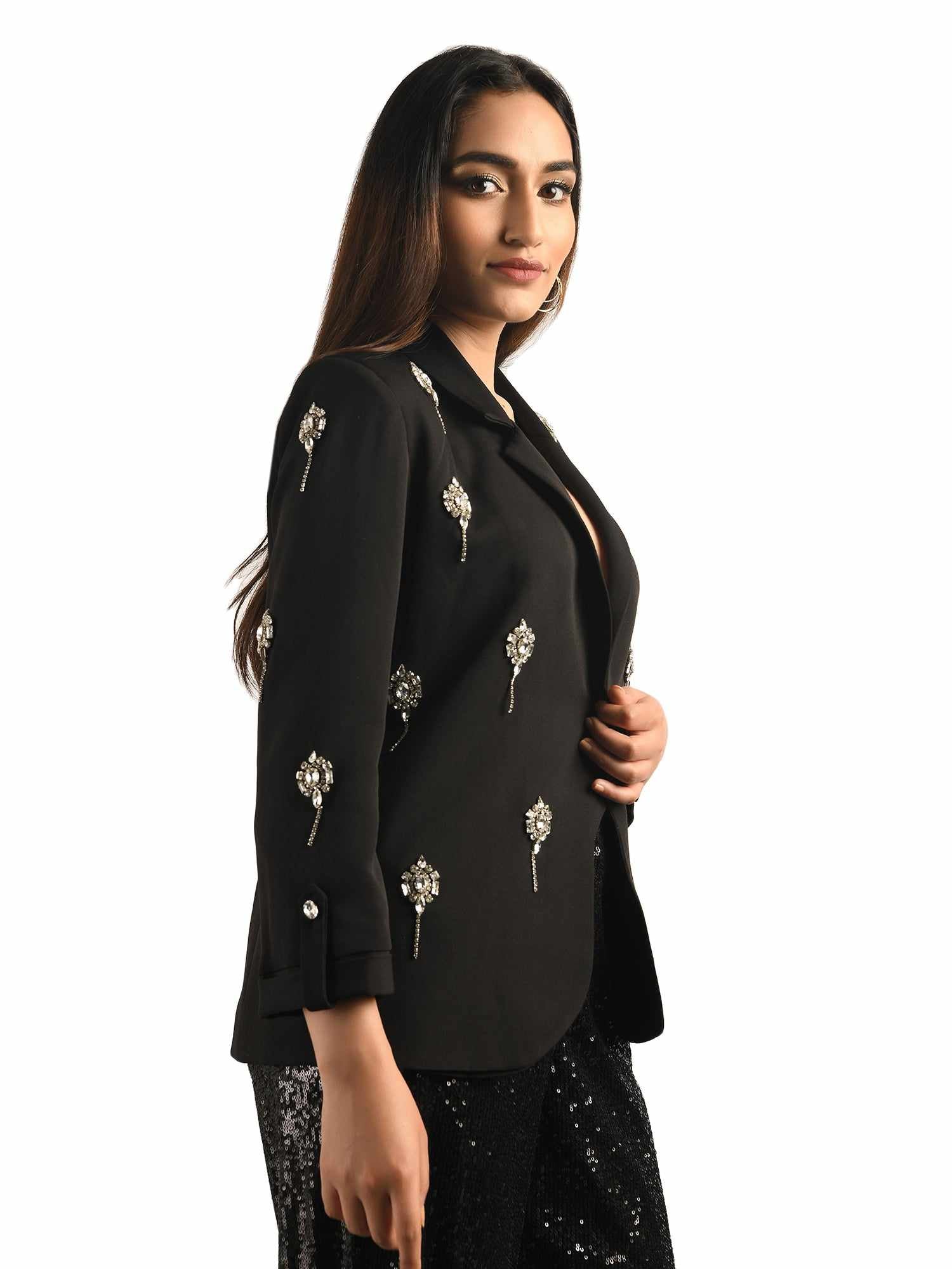 embellished broaches blazer