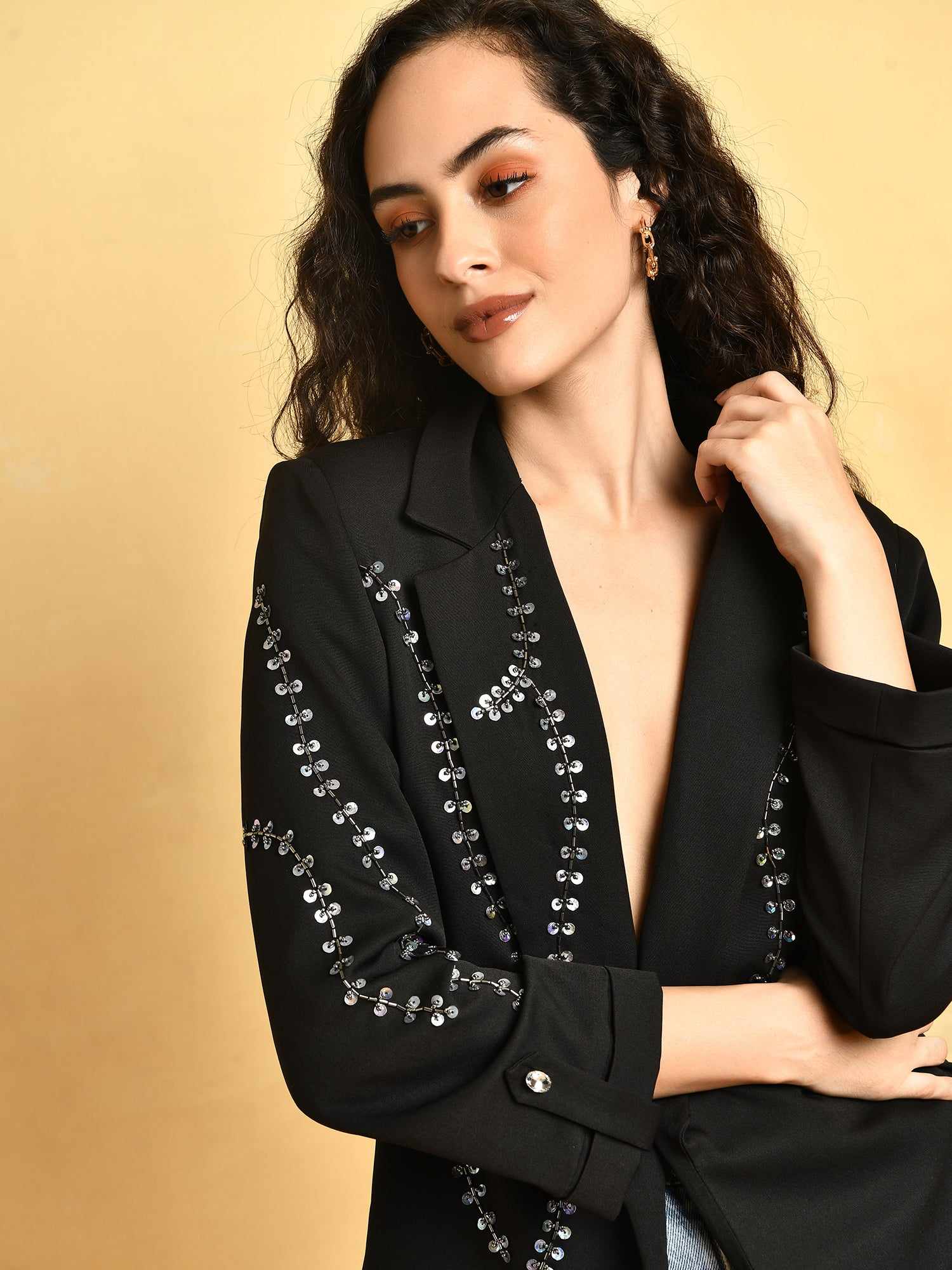 black deluxe ornamented blazer