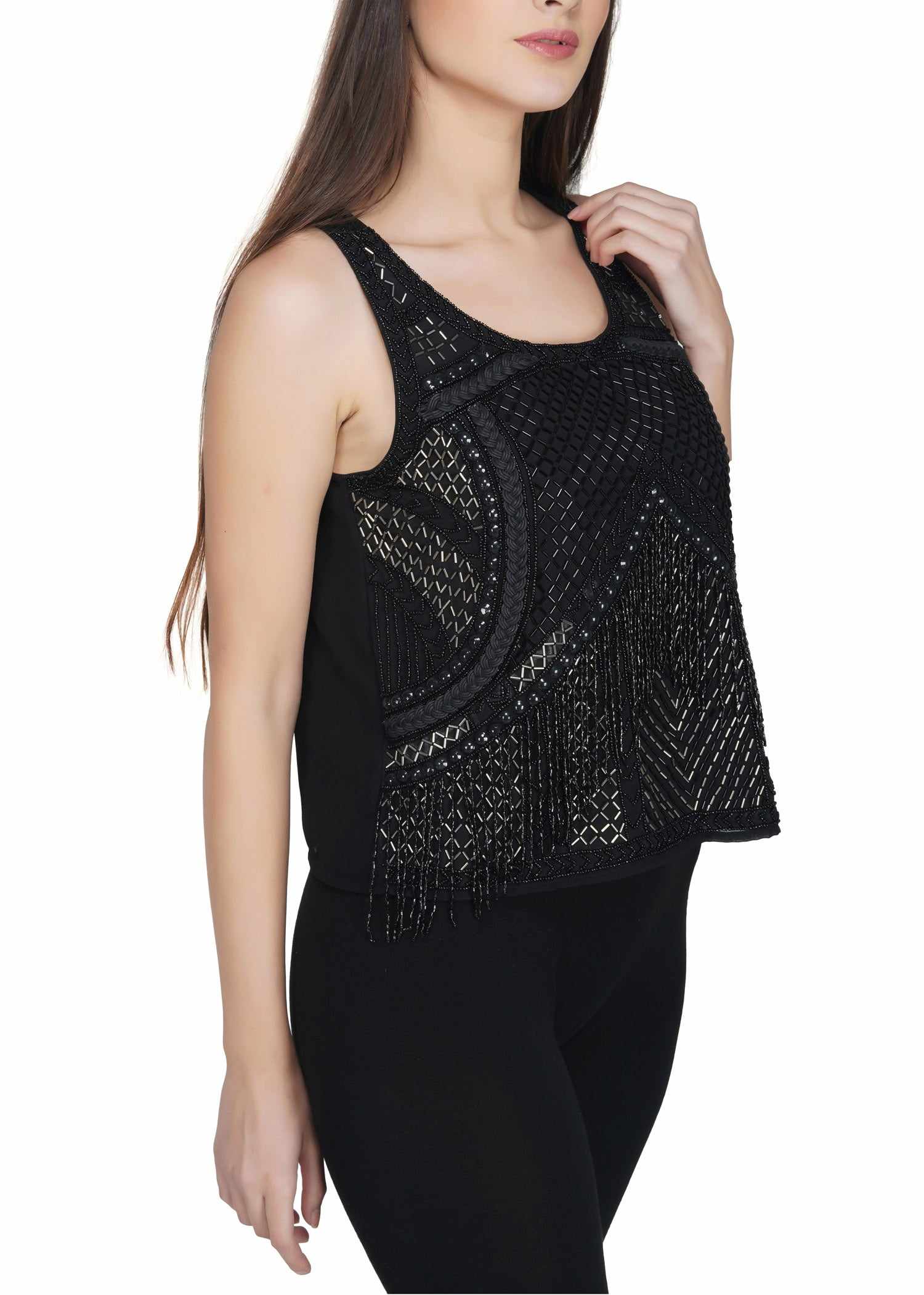 black embellished tank top