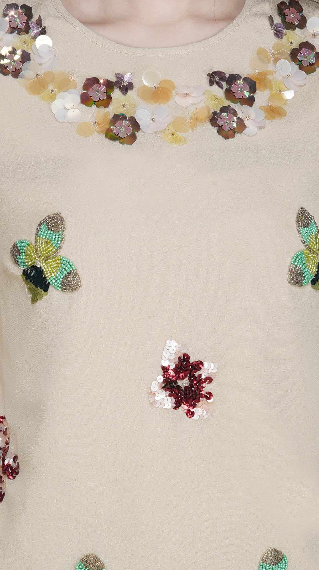 floral embroidery beige top