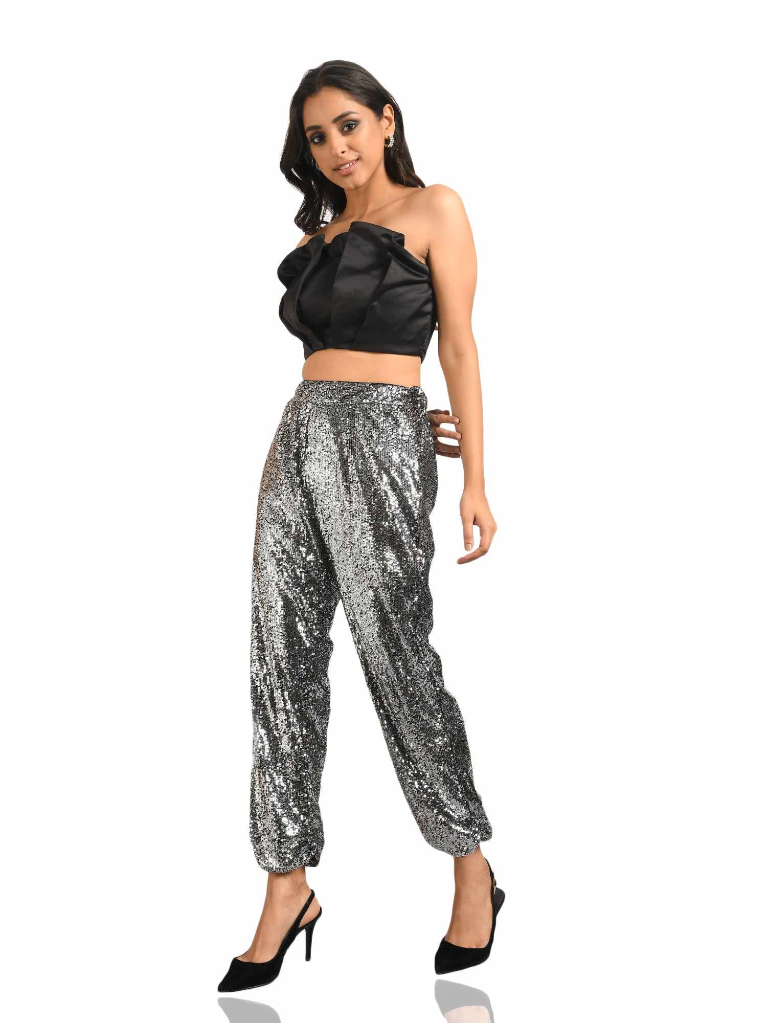 black sequined jogger