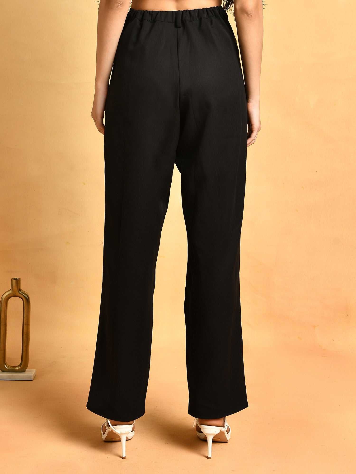 black cut out pant