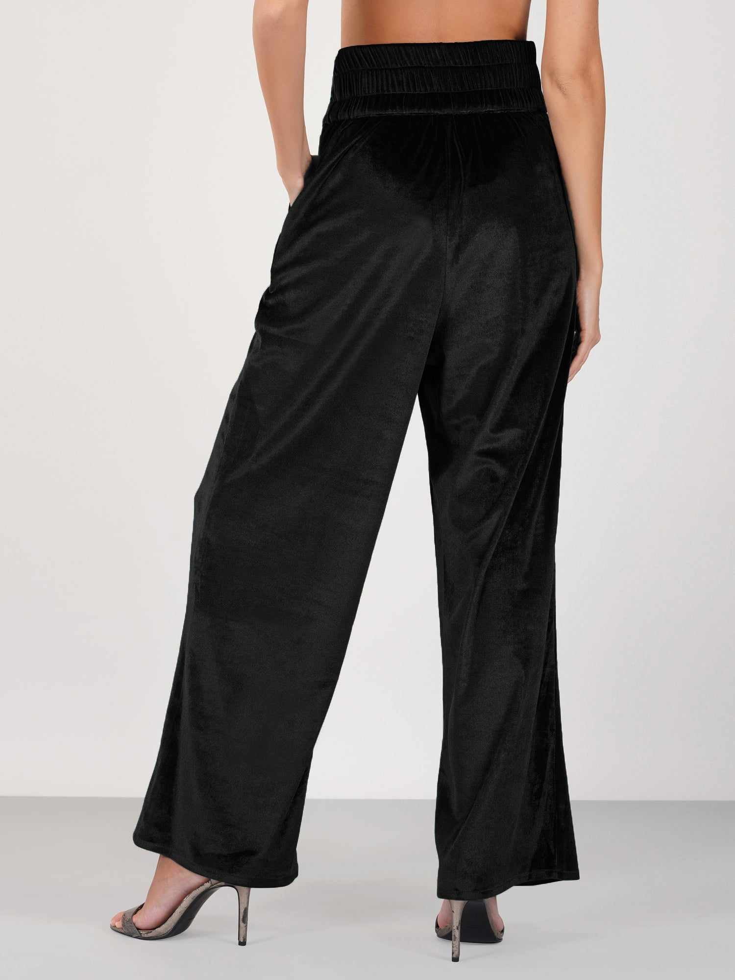 black velour high waist pant