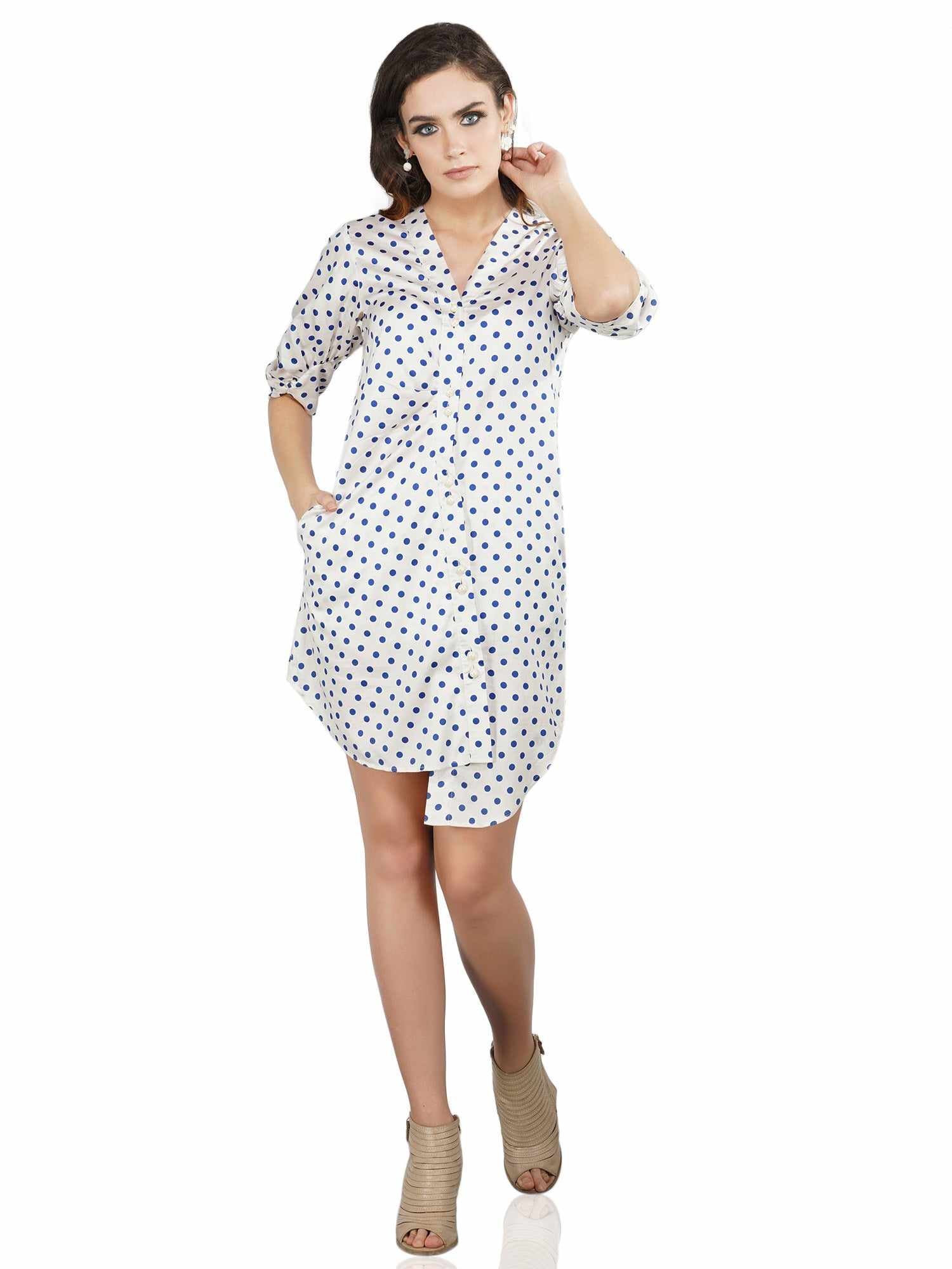 blue polka dots classic dress