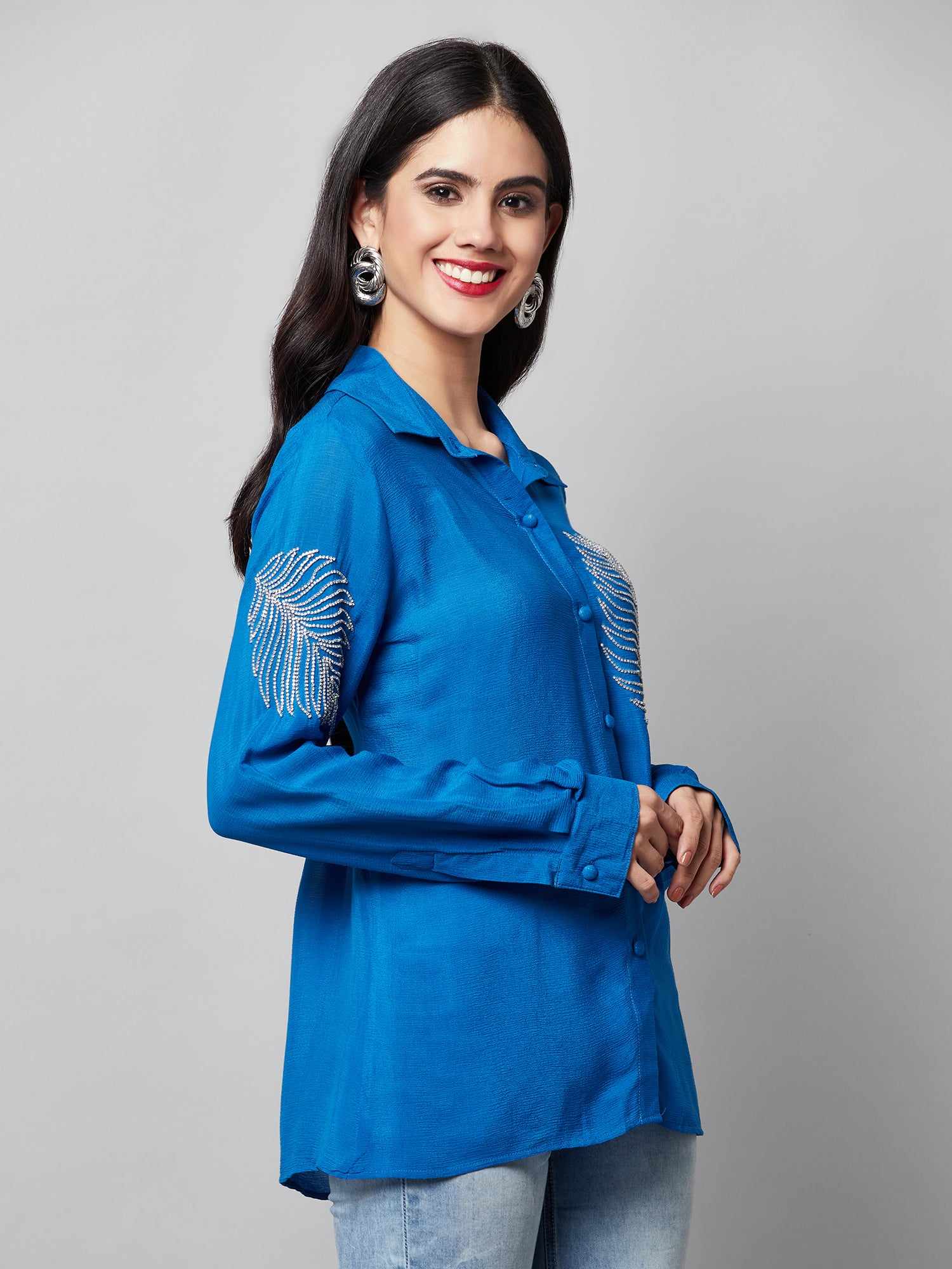 deluxe embellished blue shirt