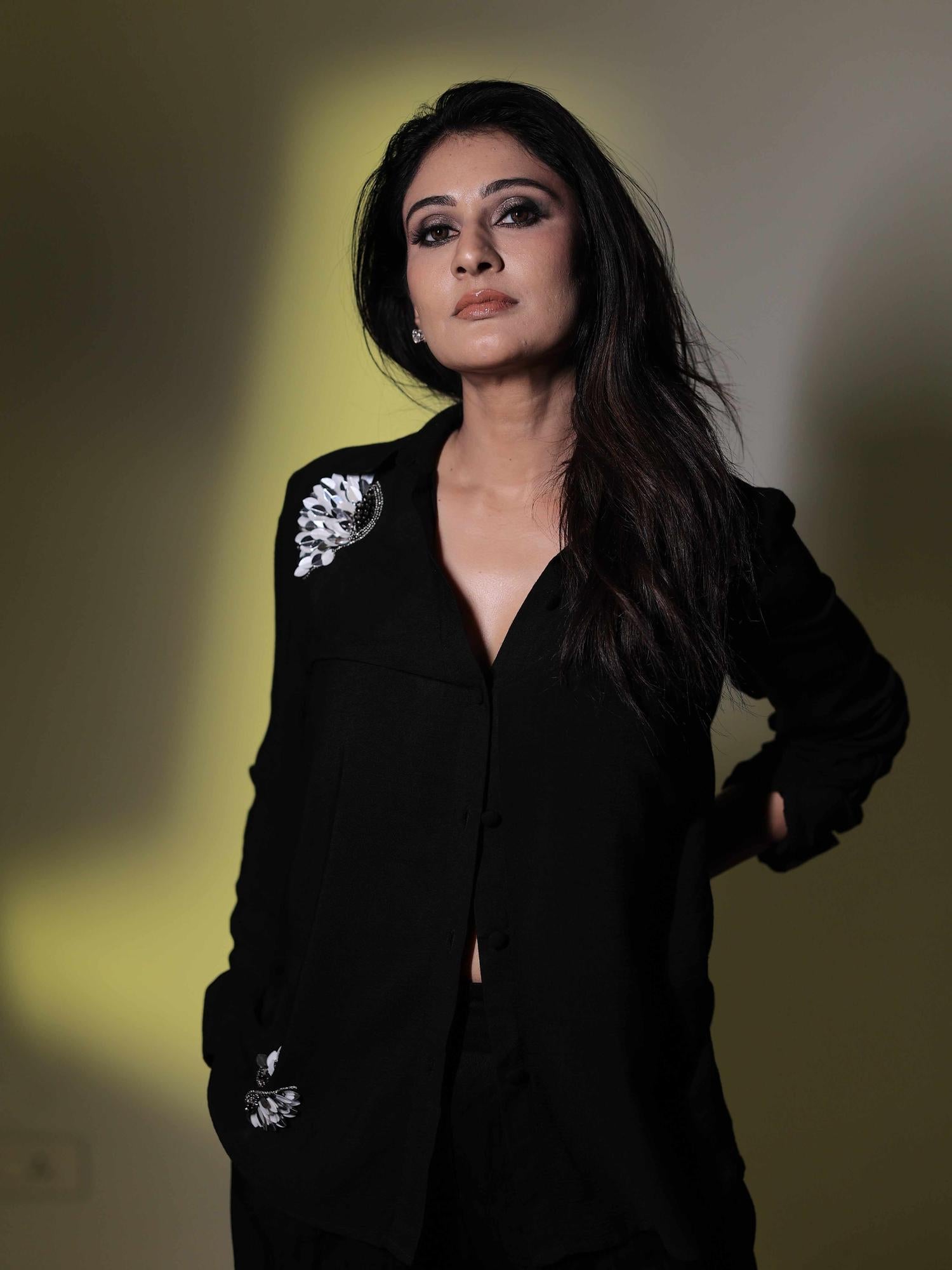 studded luxury black shirt
