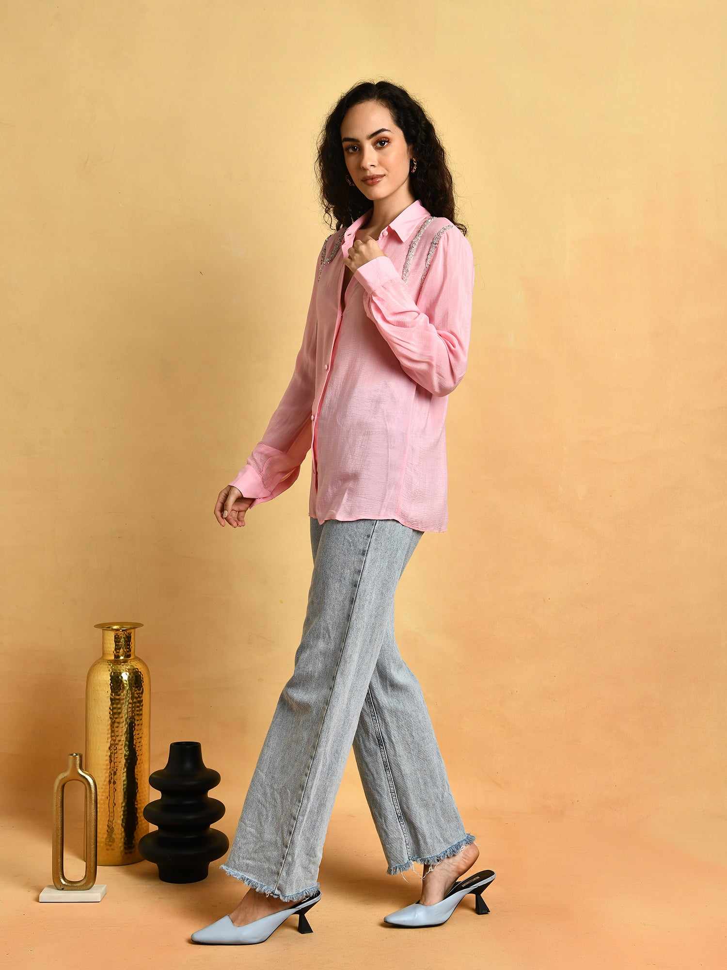 deluxe embellished pink shirt