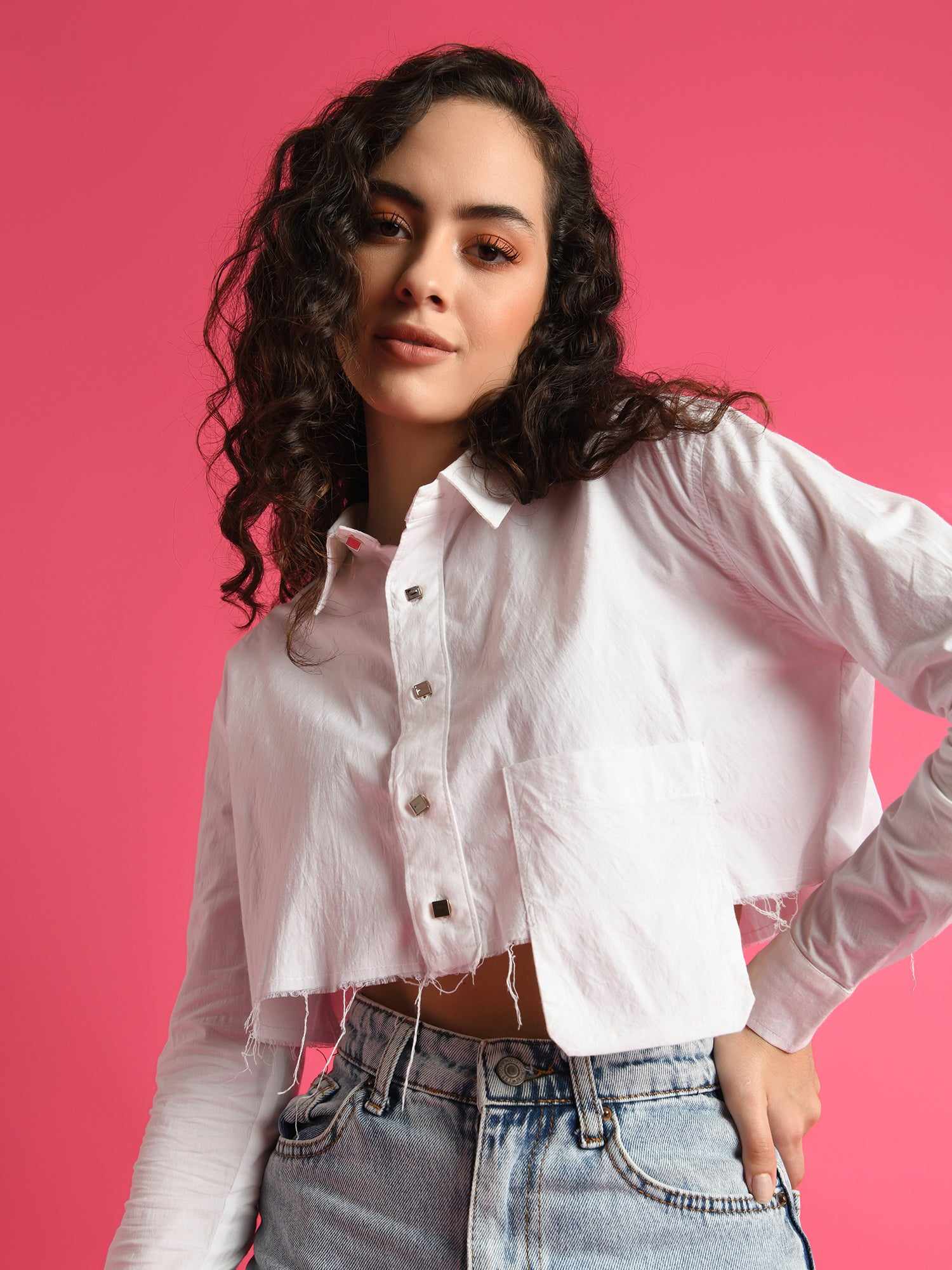 deluxe party on crop white shirt