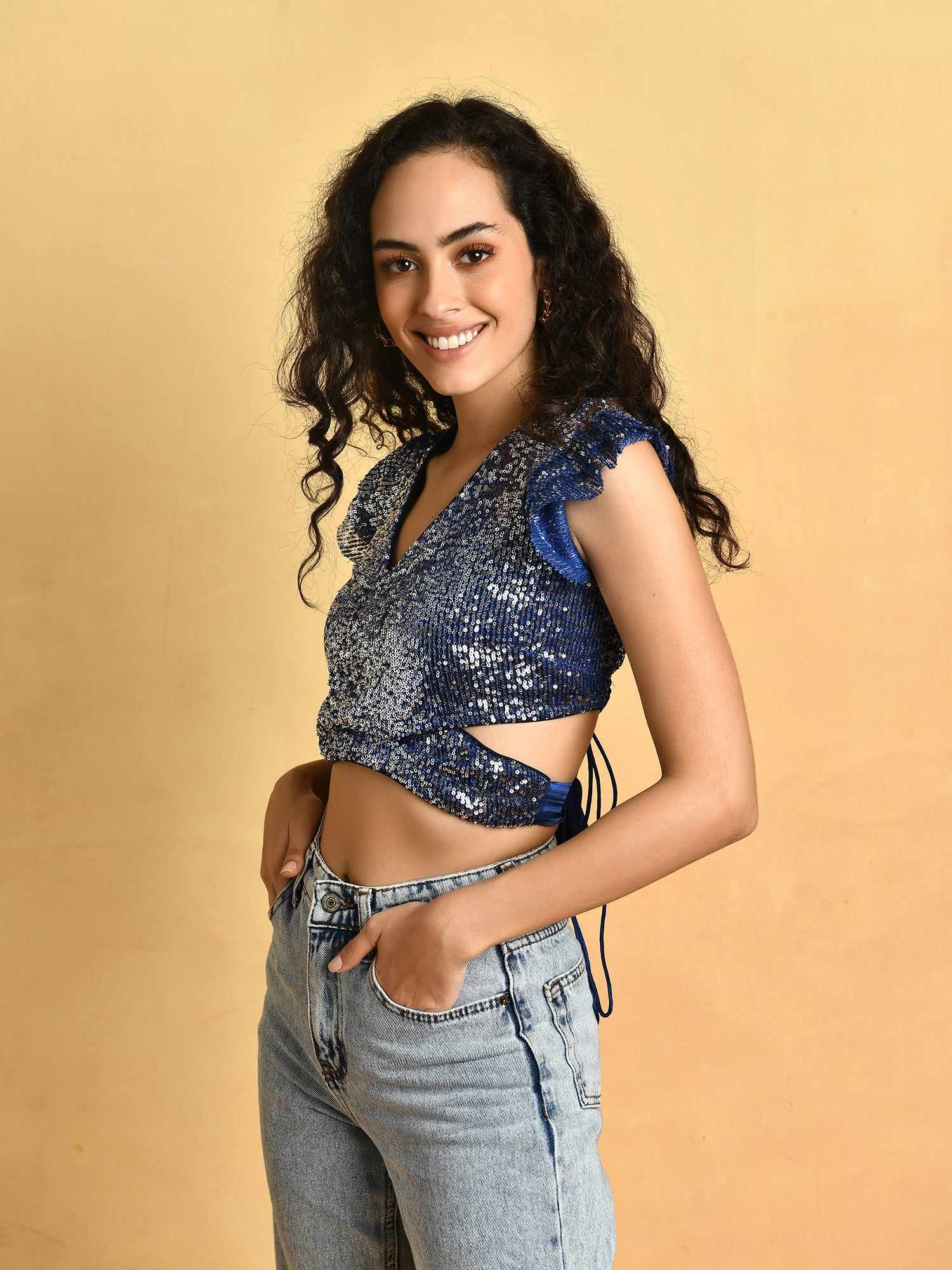 so pretty cut out sequins top
