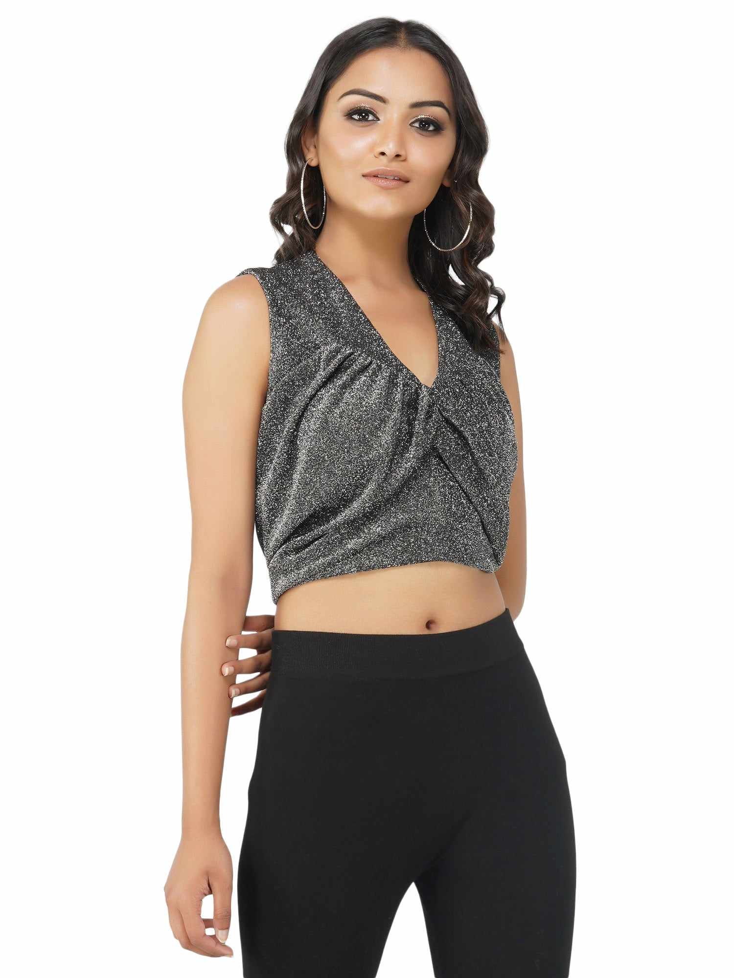 back to you grey shimmer top