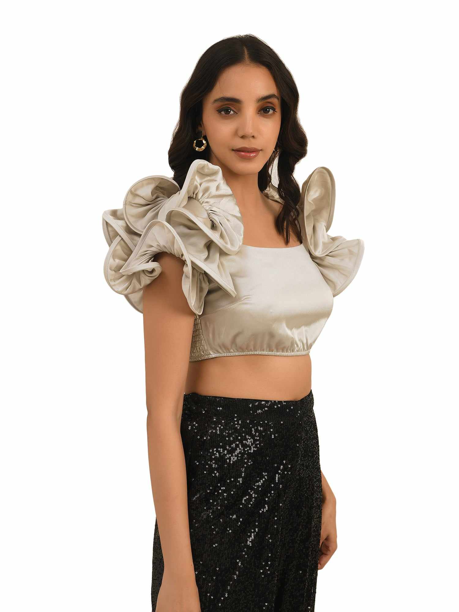 dramatic sleeve crop top