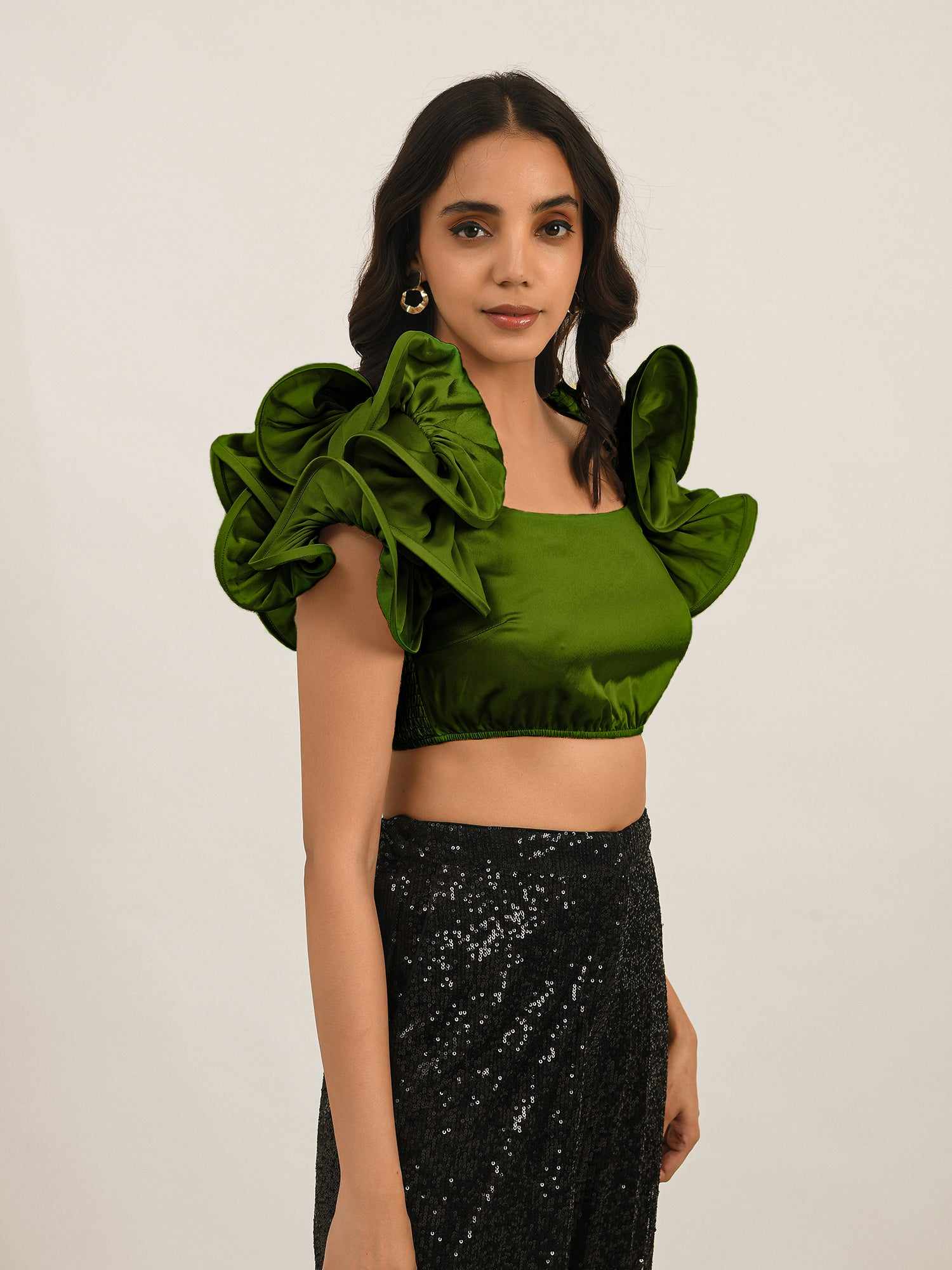 dramatic sleeve crop top