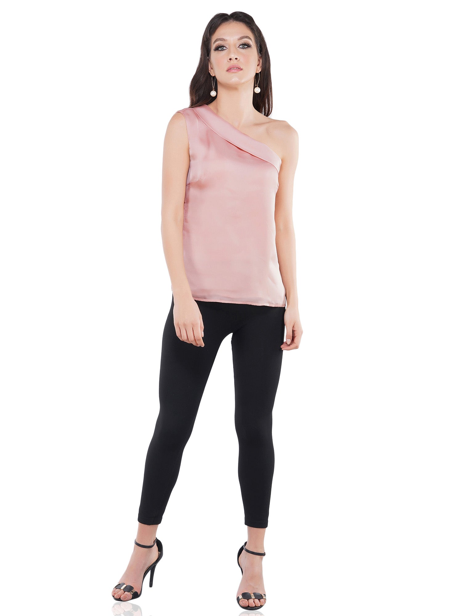 one shoulder rose pink top