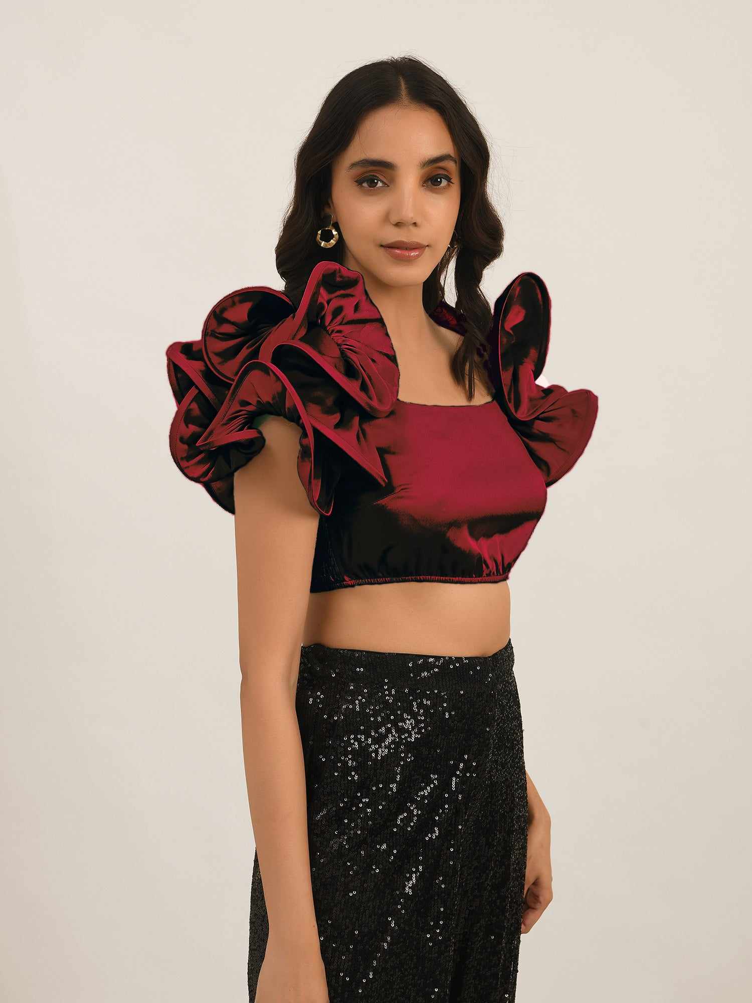 dramatic sleeve crop top