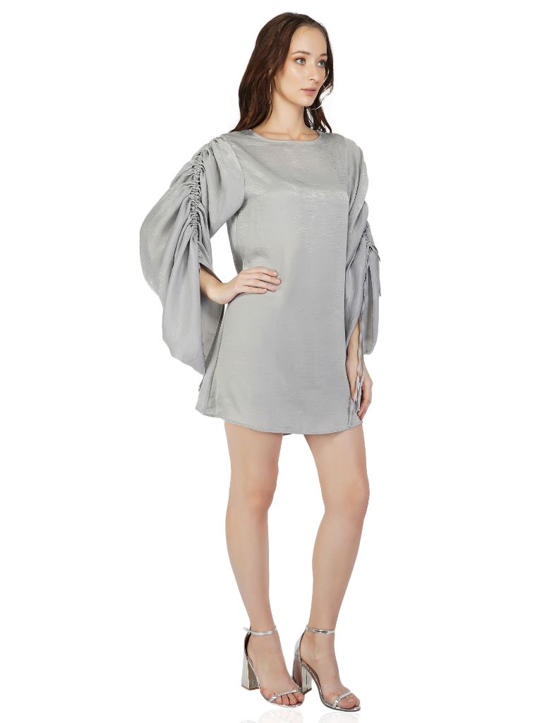 ruched sleeves dress