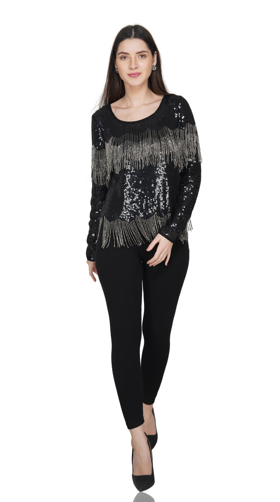 navy blue embroidered top