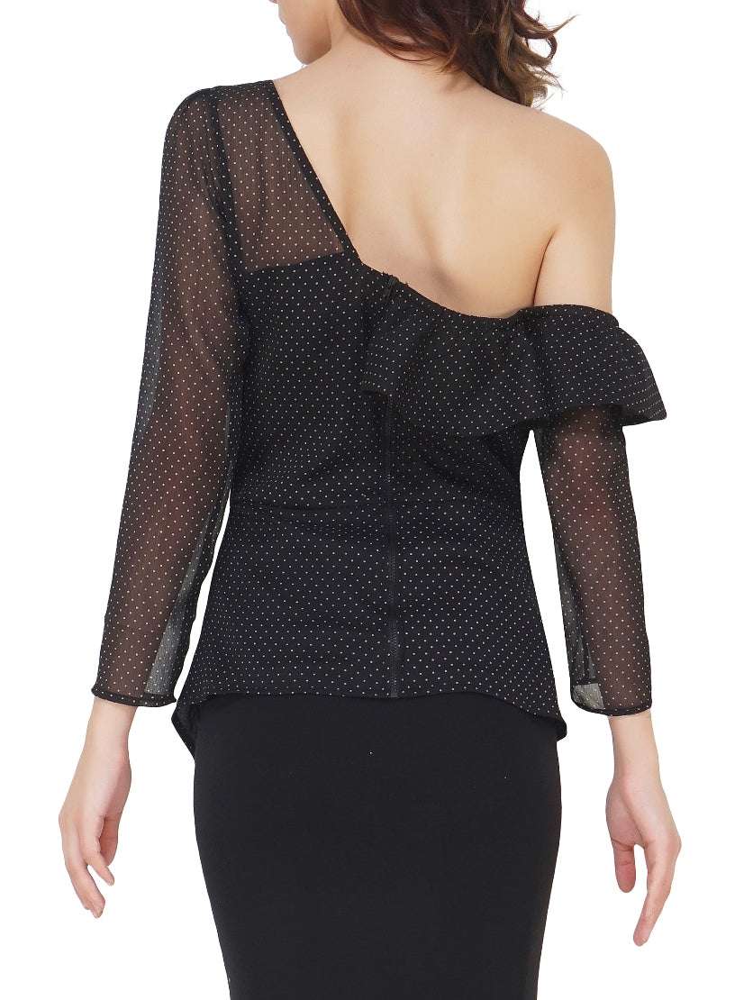 off shoulder polka dot top