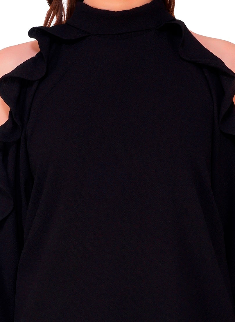 cold sleeve black chic top