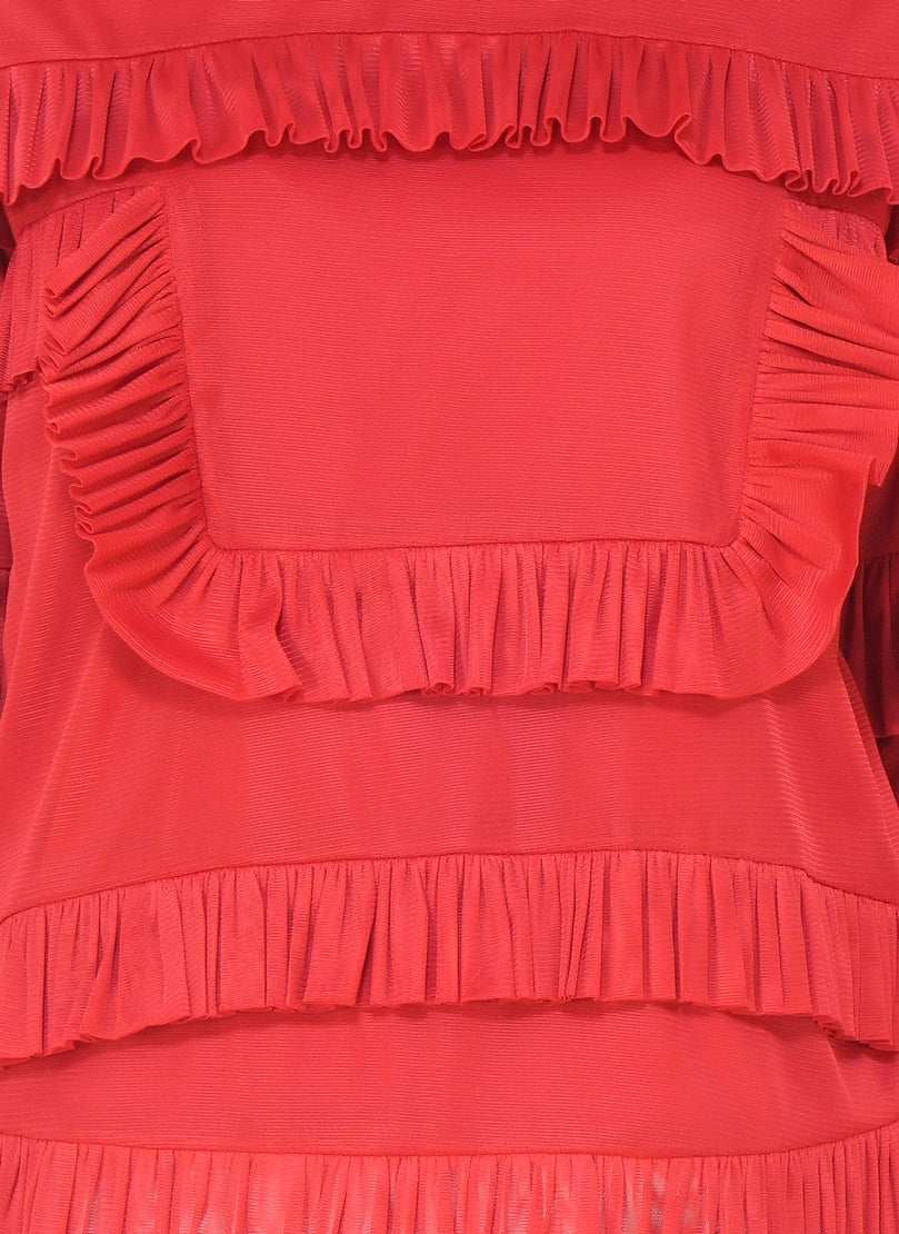 red tulle ruffle top