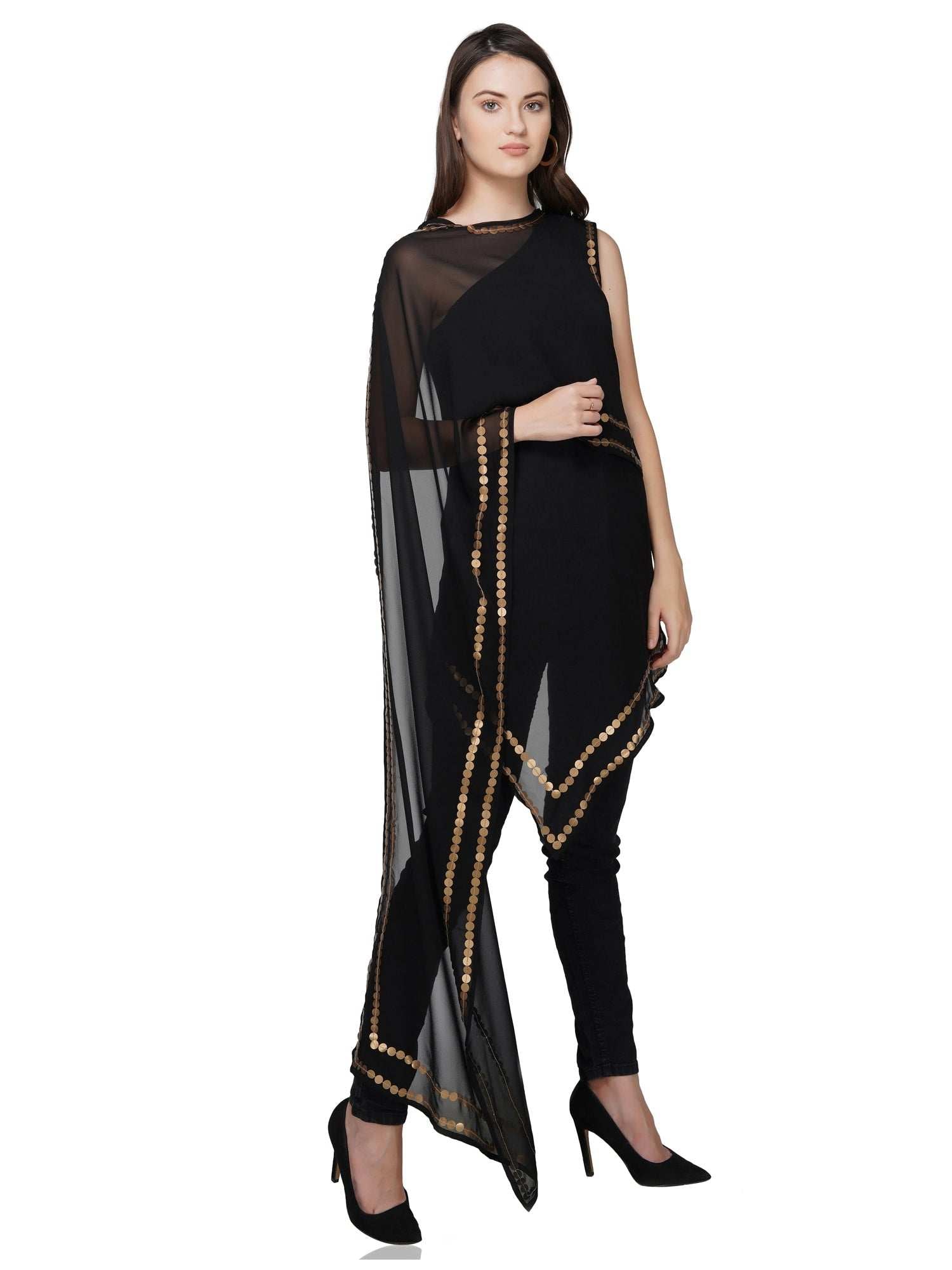 embellished border long top with pants