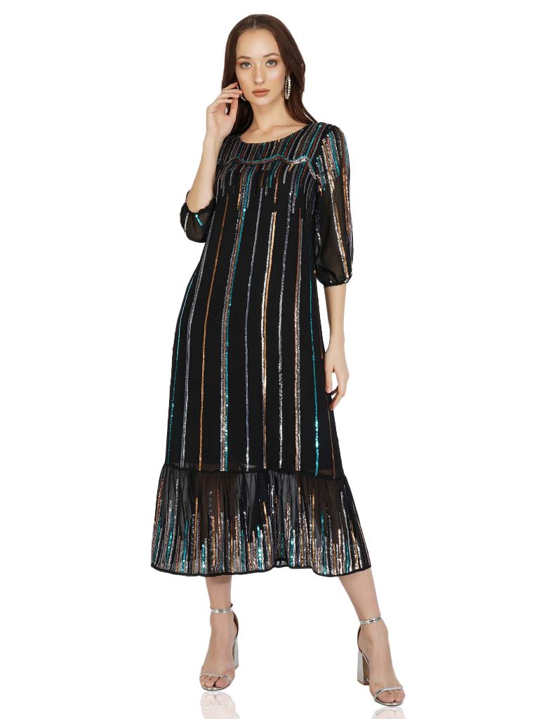 sequin stripes midi dresses gurgaon