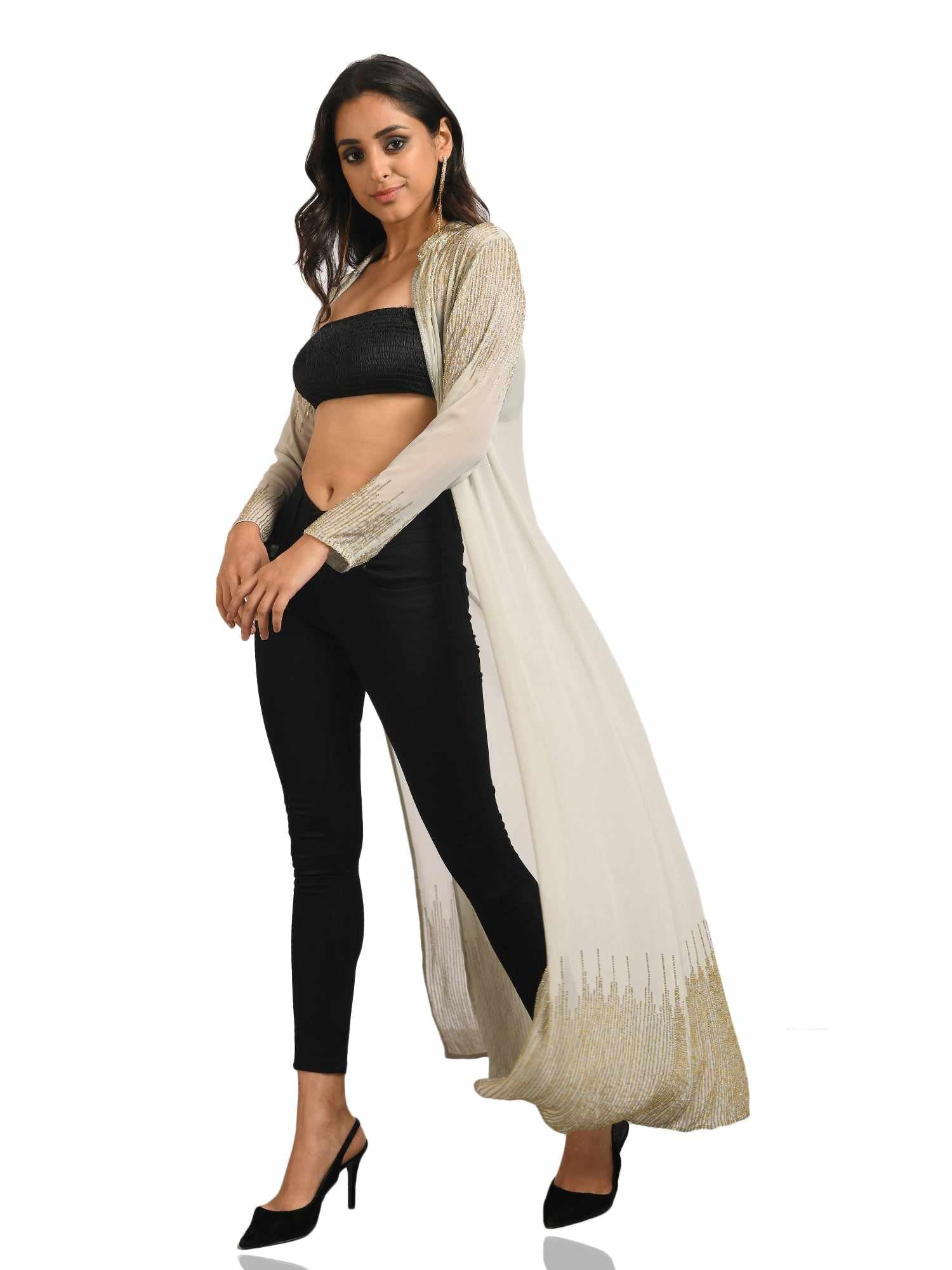 embellished long shrug