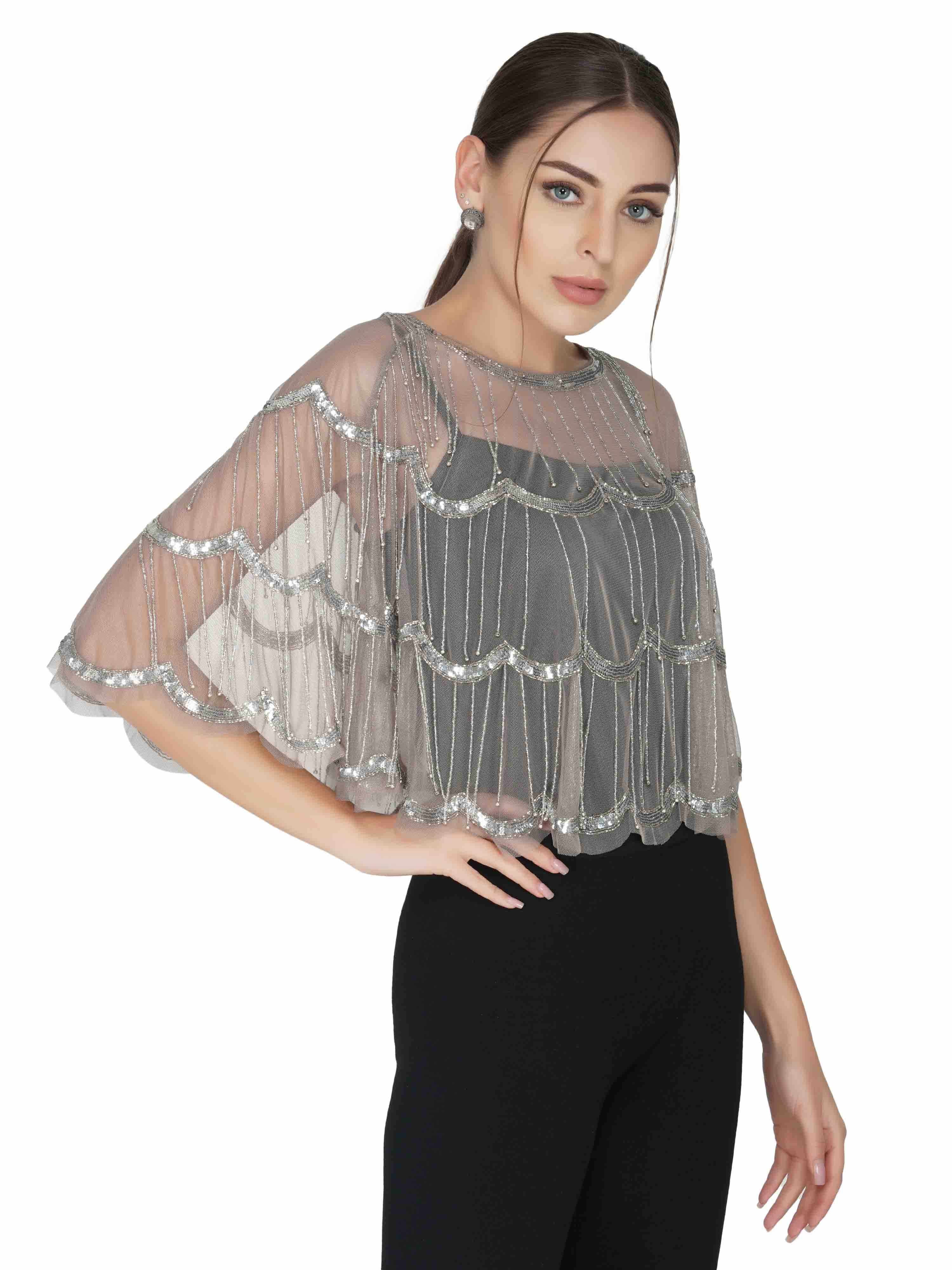 tier design tulle shrug